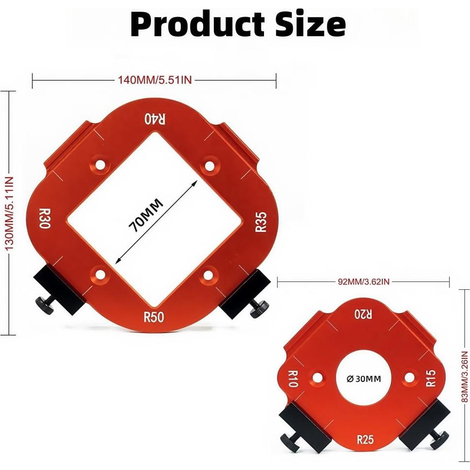 Plantilla de Radio de Esquina para Router YiJAYiCAMA - 2 Pcs R10-R50
