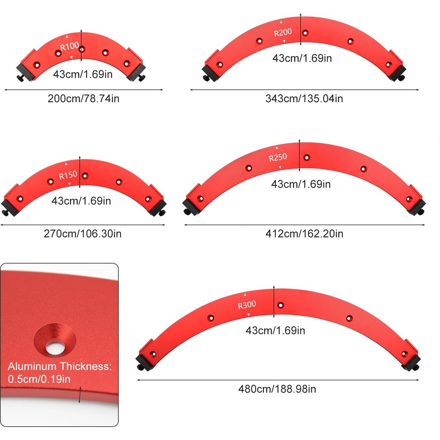 Juego de Plantillas de Radio de Esquina PMMJ 5 Piezas