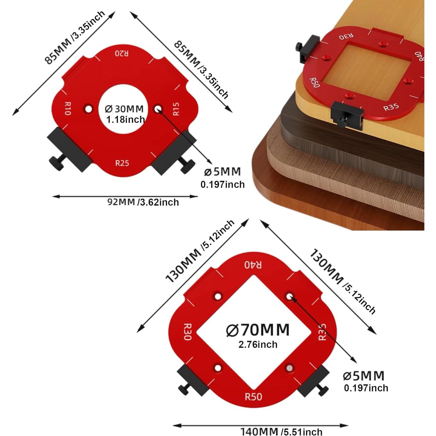Plantillas de Radio de Esquina Redonda EYCOMTOM R10-R50