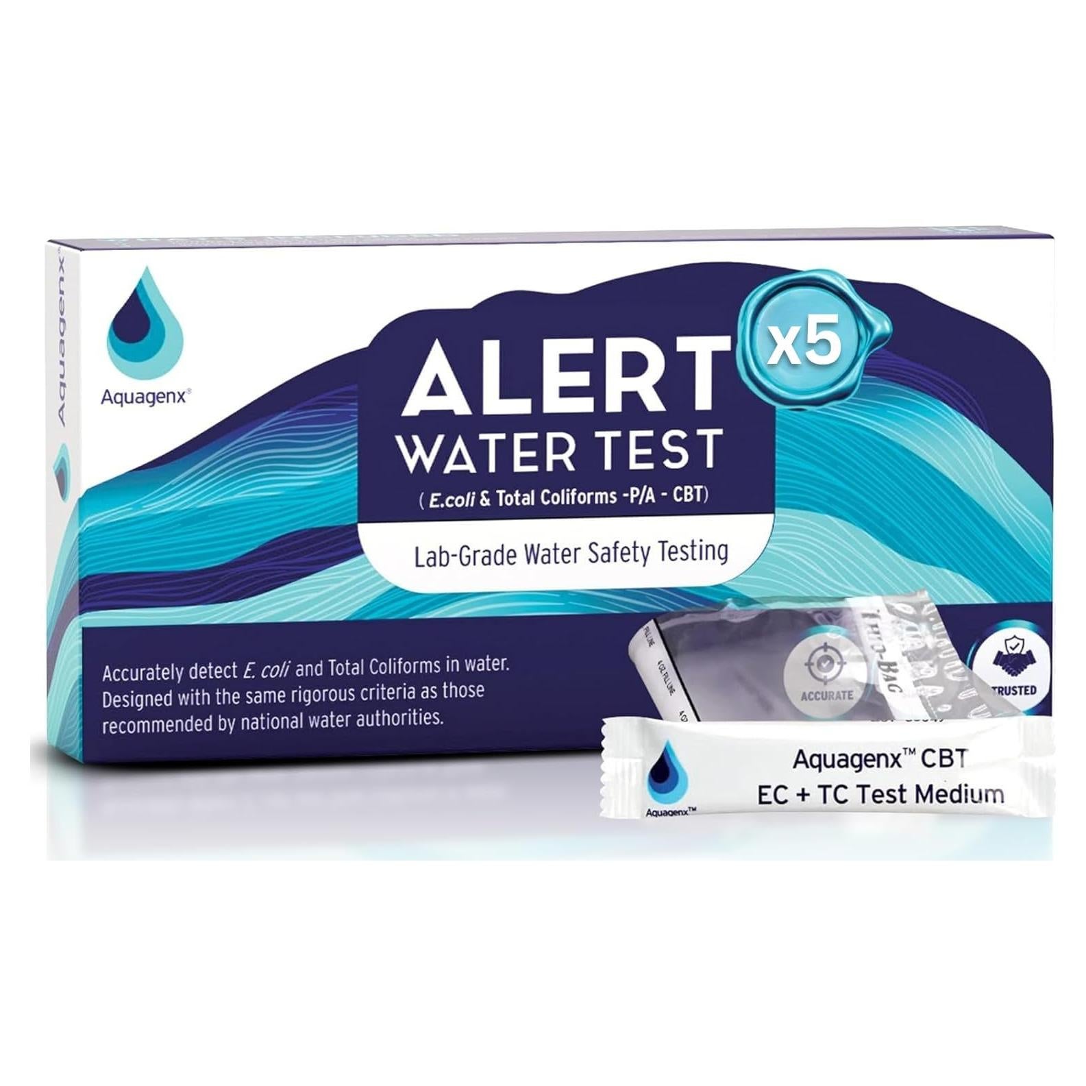 Kit de Prueba de Agua Aquagenx Alert P/A - 5 Paquete E. Coli