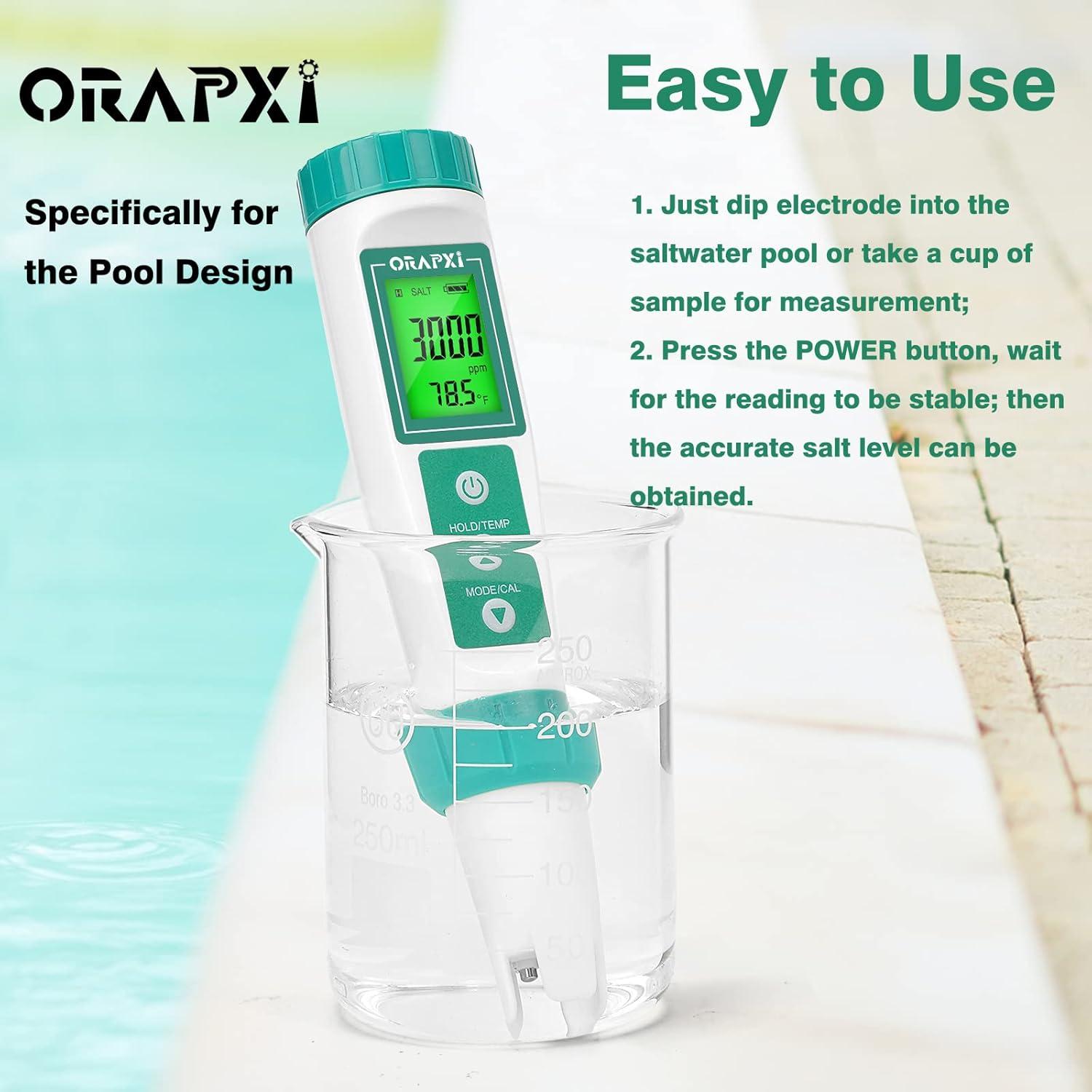 Medidor de Salinidad Profesional ORAPXI 0-9000ppm para Piscinas
