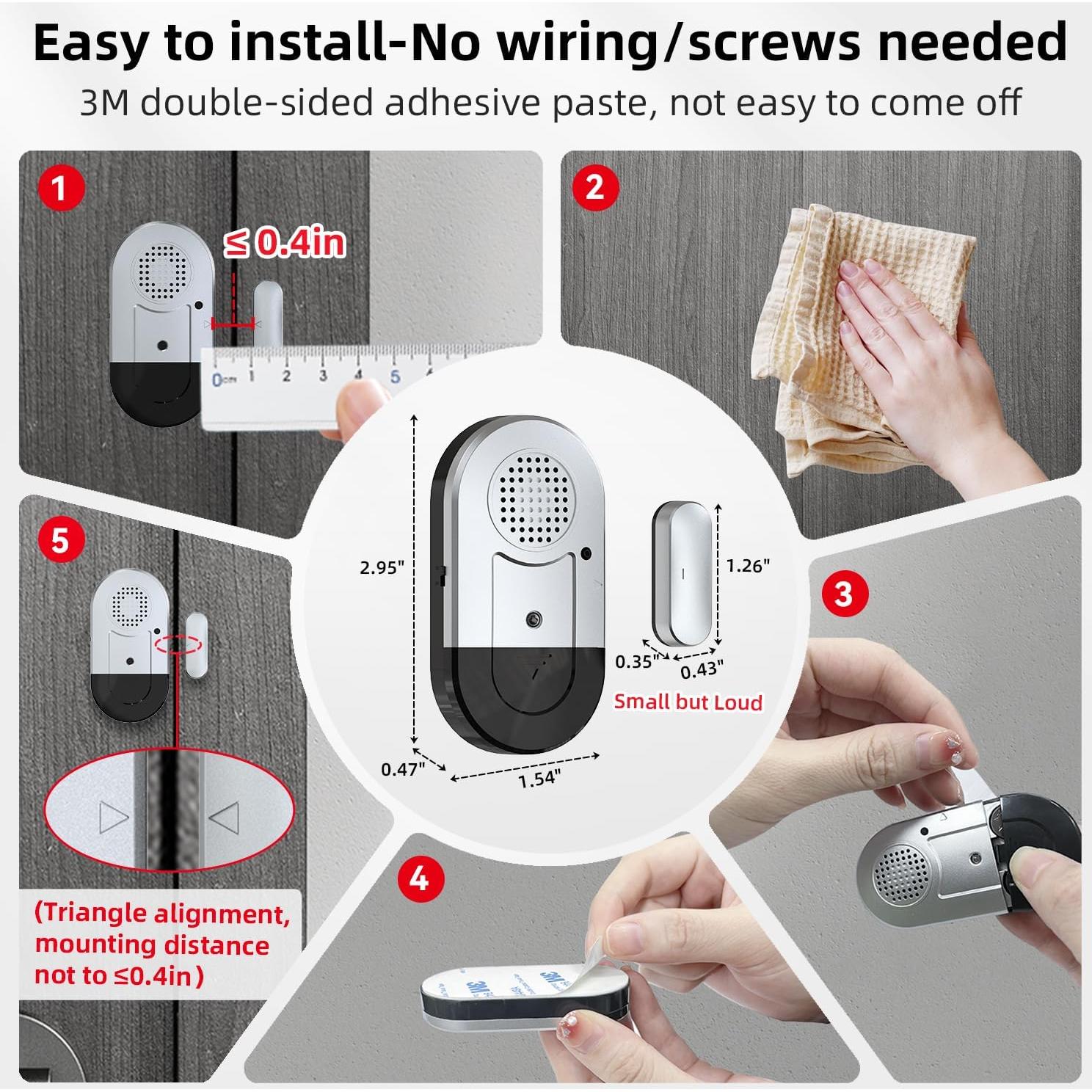 Alarmas de Puerta y Ventana Sanjie - 10 Paquetes, 125dB, Fácil Instalación