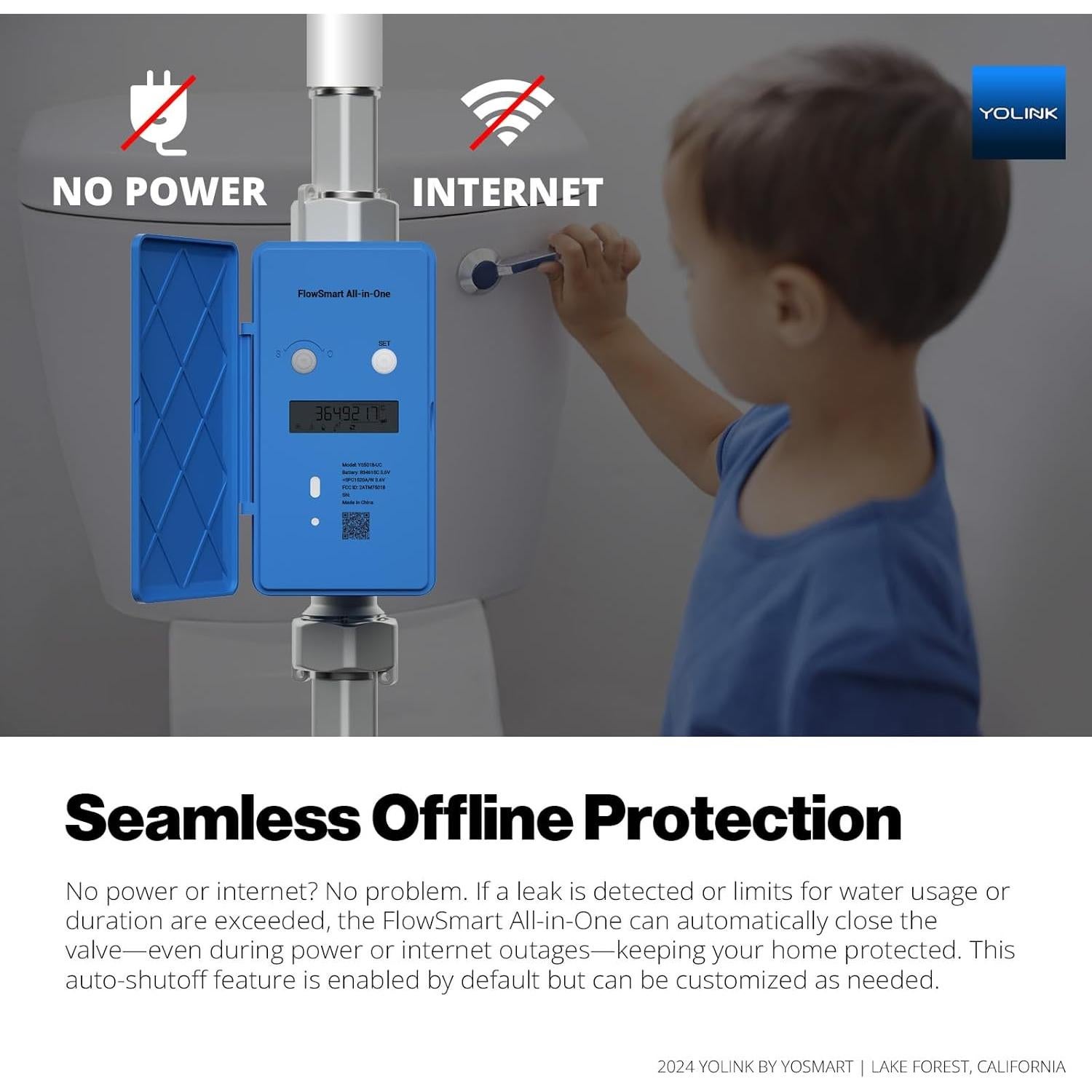 YoLink FlowSmart Medidor de Agua Inteligente con Cierre Automático
