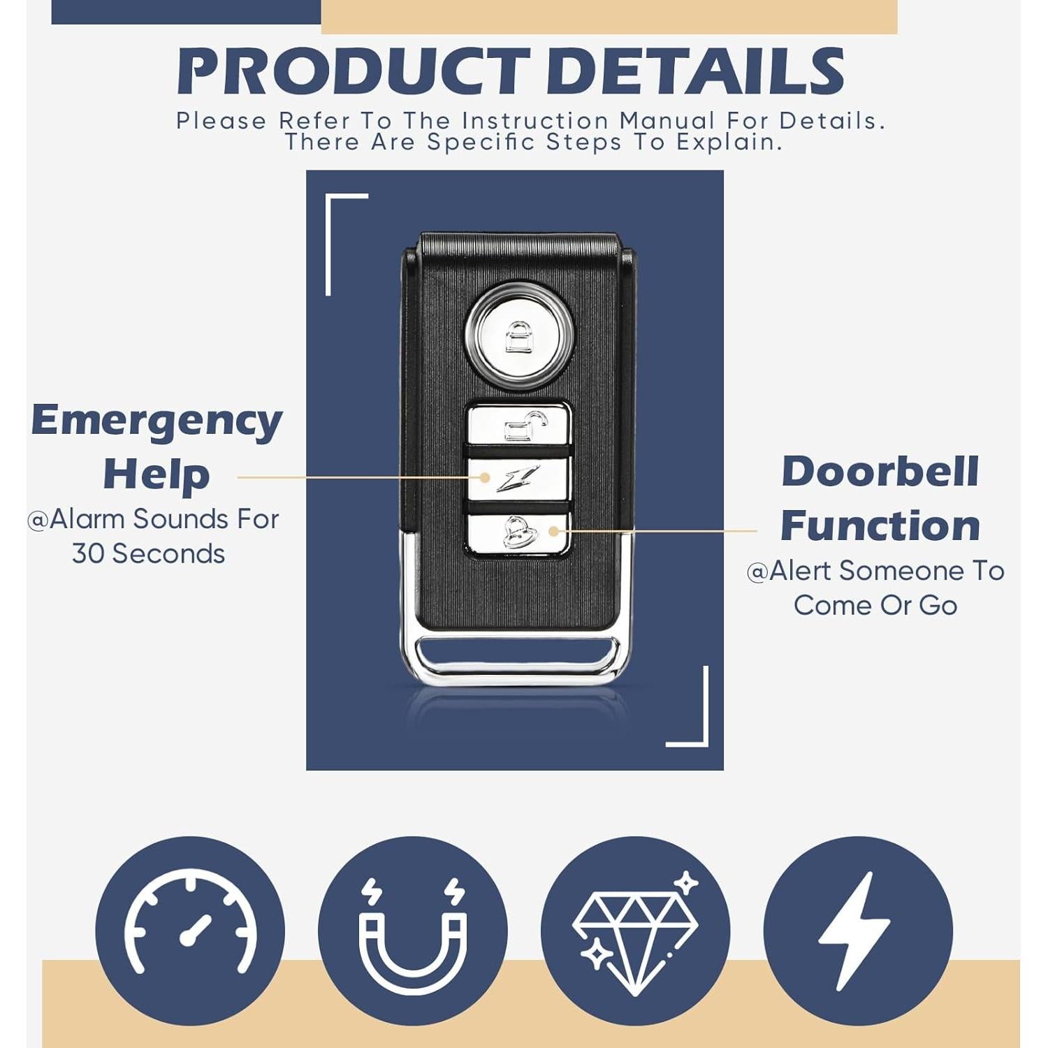 Alarma de Puerta Inalámbrica Copkim 105 dB 4 Piezas Seguridad