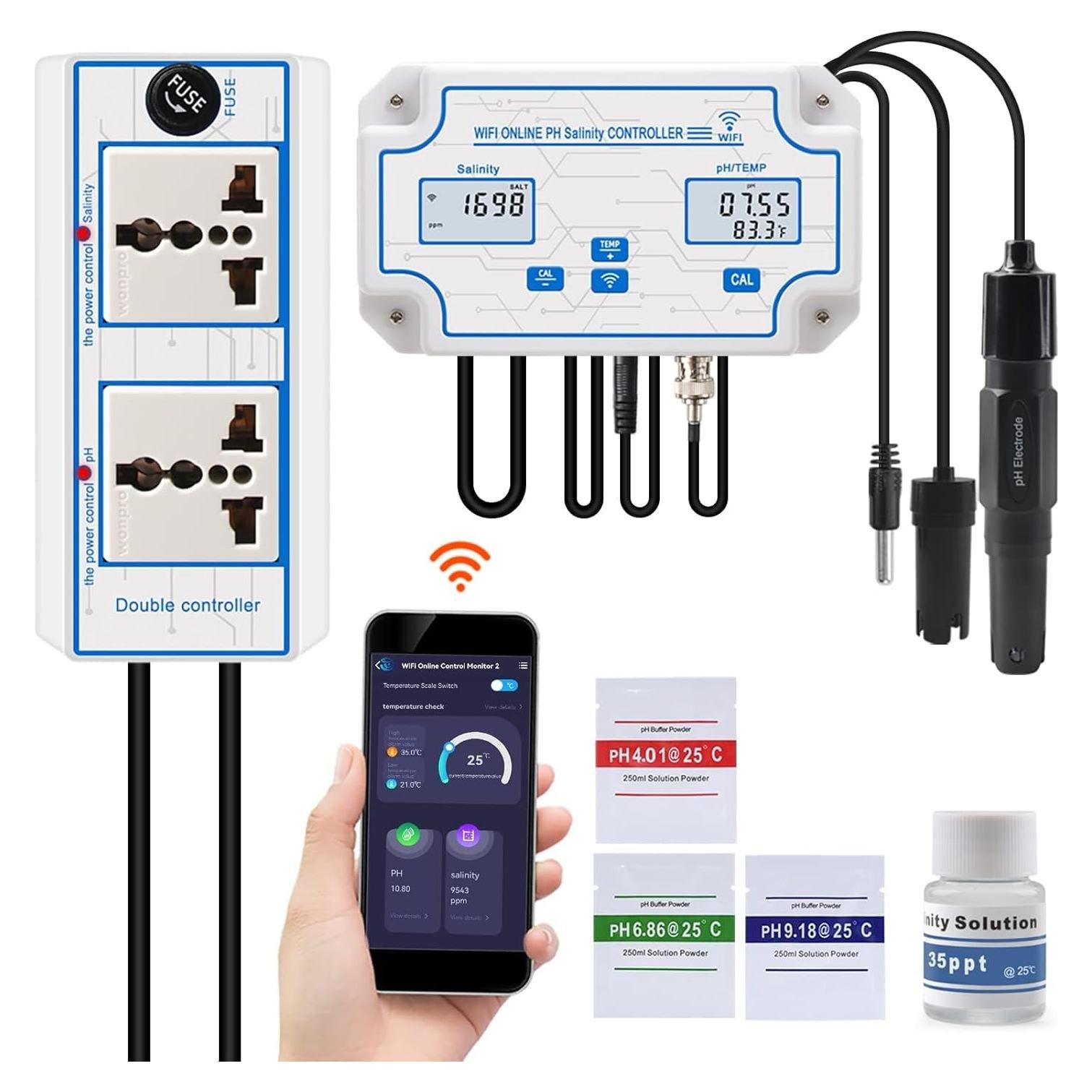 Probador de Salinidad WiFi Yewhick pH-2825US-Top 3 en 1