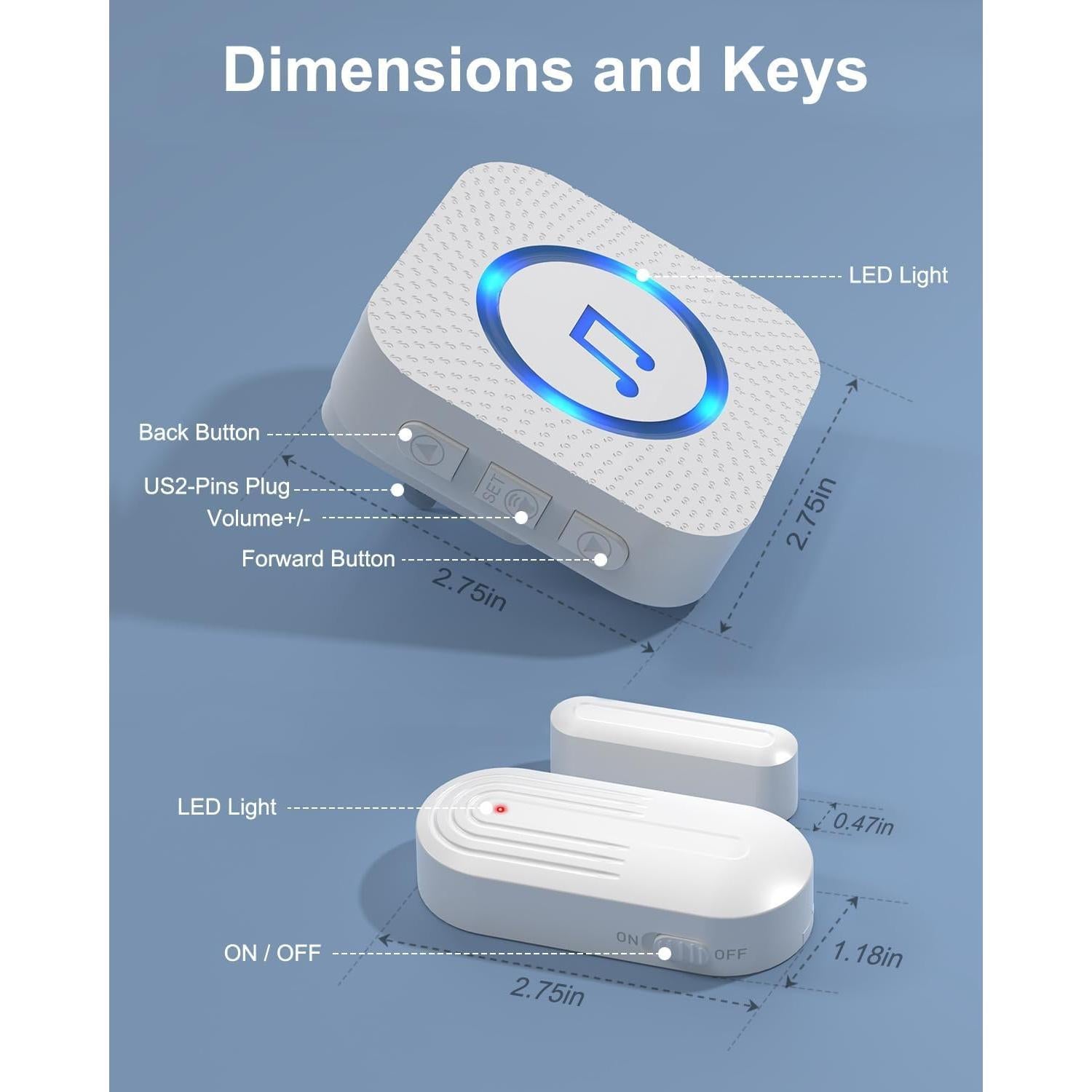 Timbre de puerta inalámbrico SanJie MC01 con 26 melodías y 110 dB