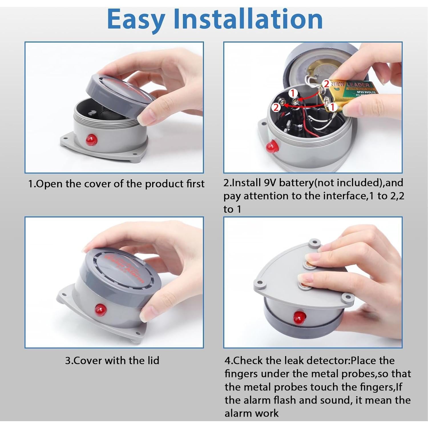Detector de Fugas de Agua Shackcom 3 Paquete 110dB Inalámbrico