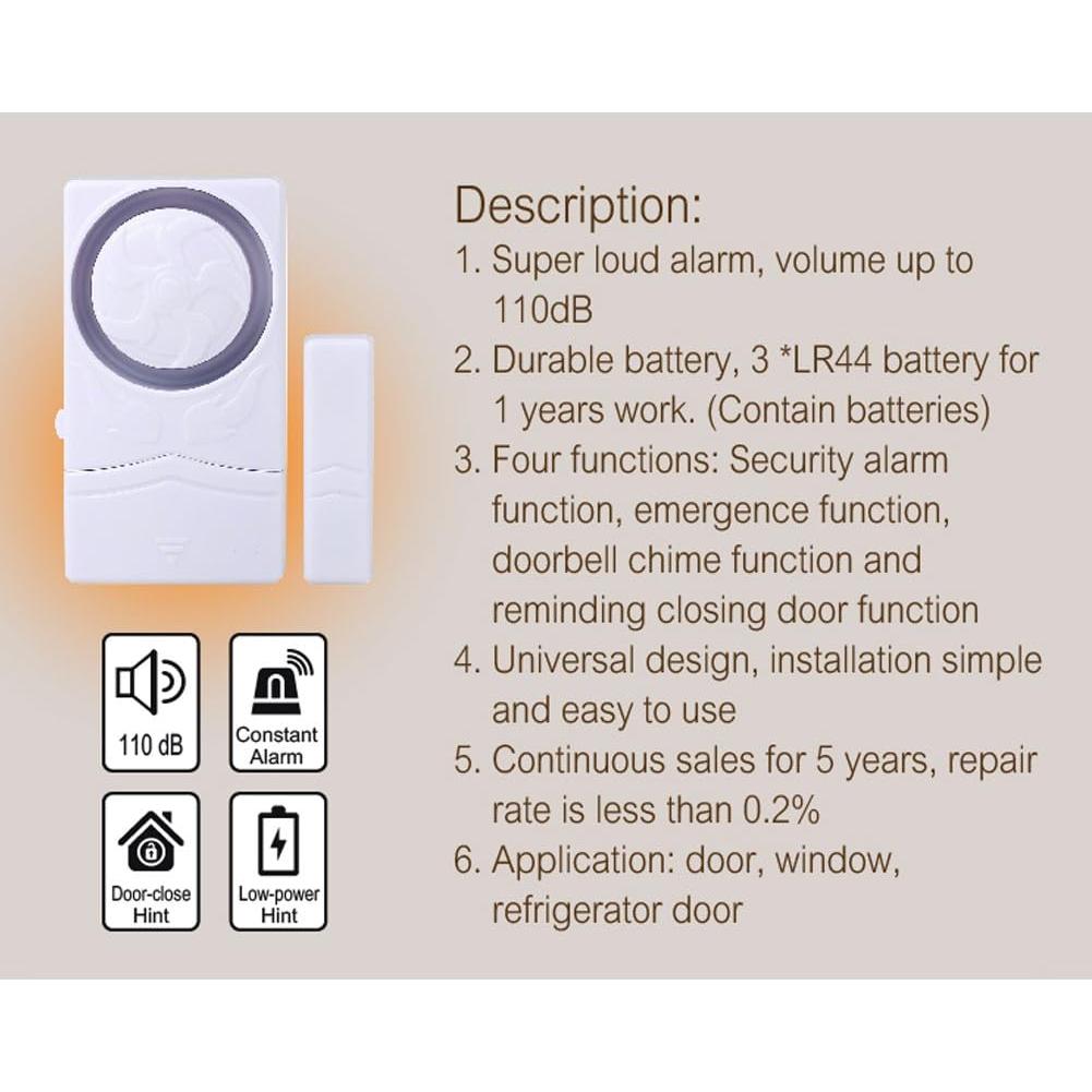 Alarma de Seguridad Inalámbrica 110dB Changzhou SF19 - Paquete de 4