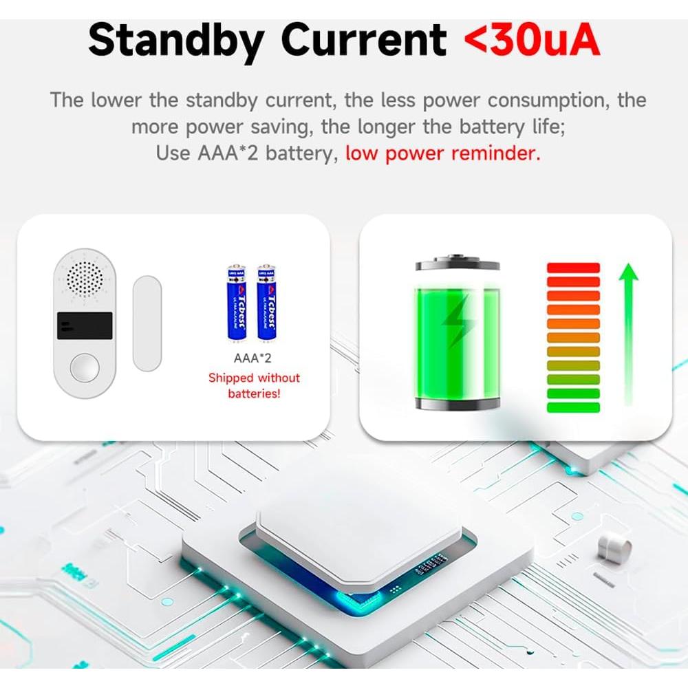 Sensor de Alarma de Puerta Tuya 130dB Wifi Control App