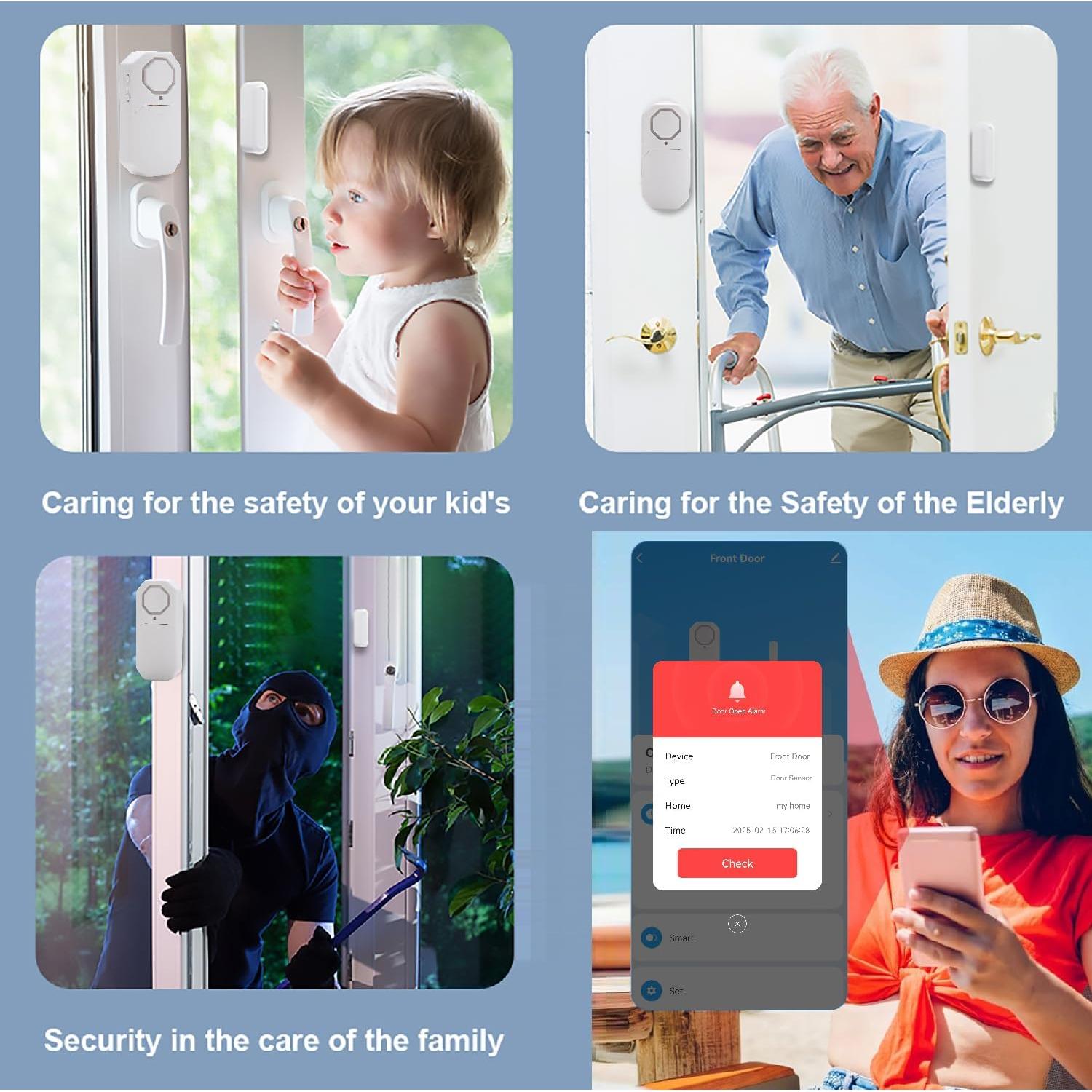 Alarma de Puerta Inalámbrica WiFi Evernary DWA-01 130dB