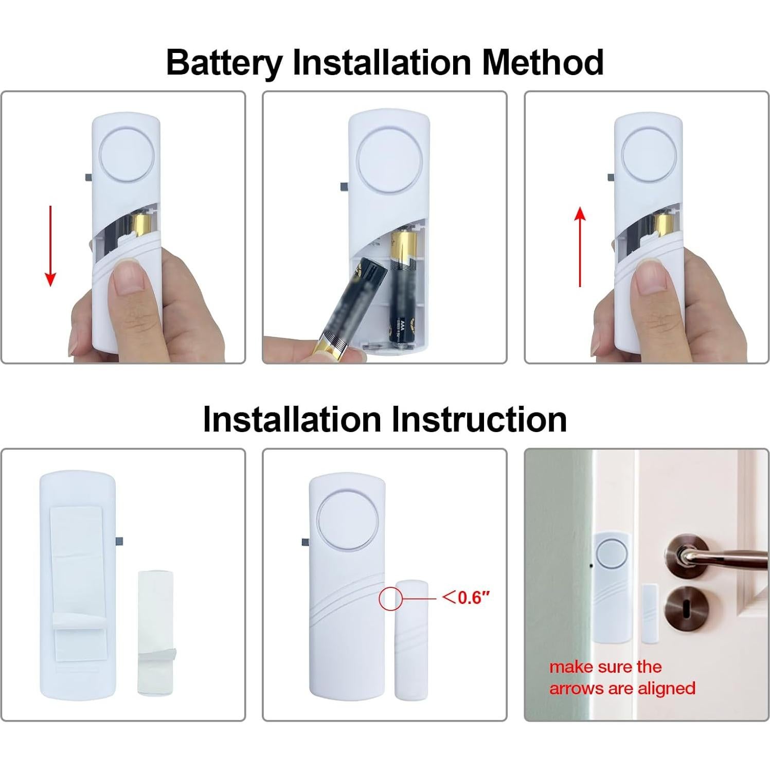 Alarma Inalámbrica para Puertas y Ventanas HIIXHC 95dB - Paquete de 12