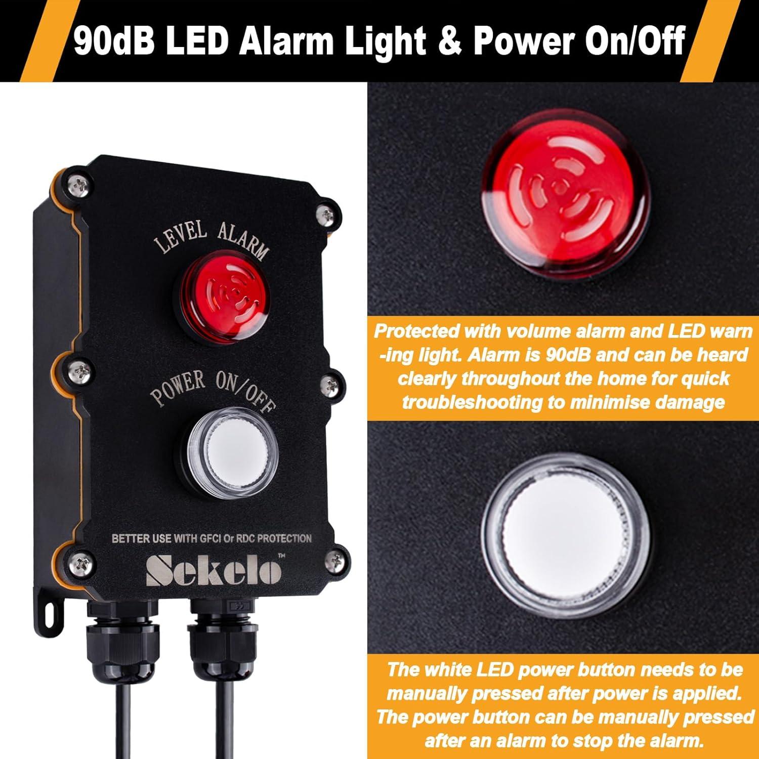 Alarma de Agua Alta Sekelo con Interruptor de Flotador 3m 90dB