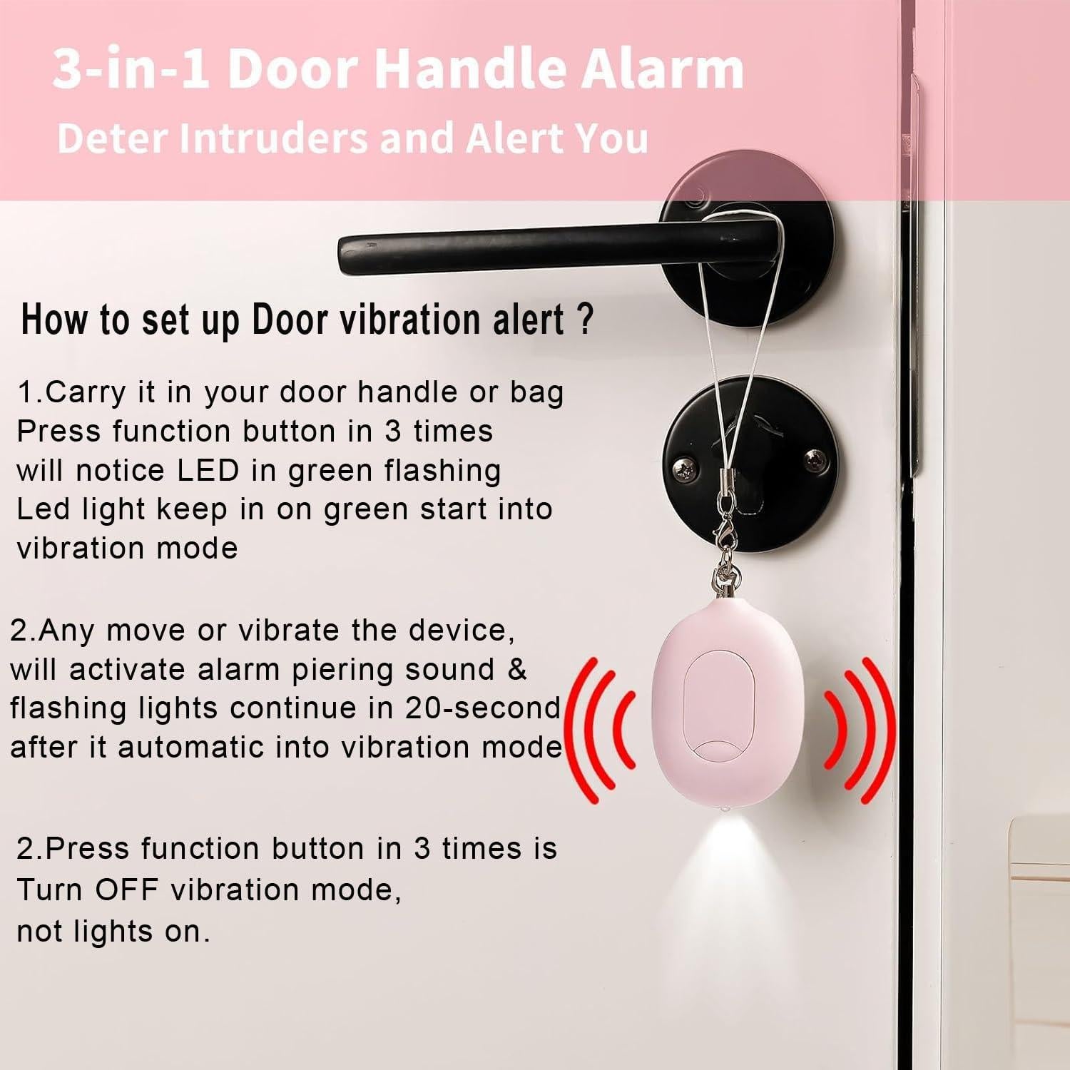 Alarma de Seguridad Portátil Mingvsky PF-702 130 dB Rosa