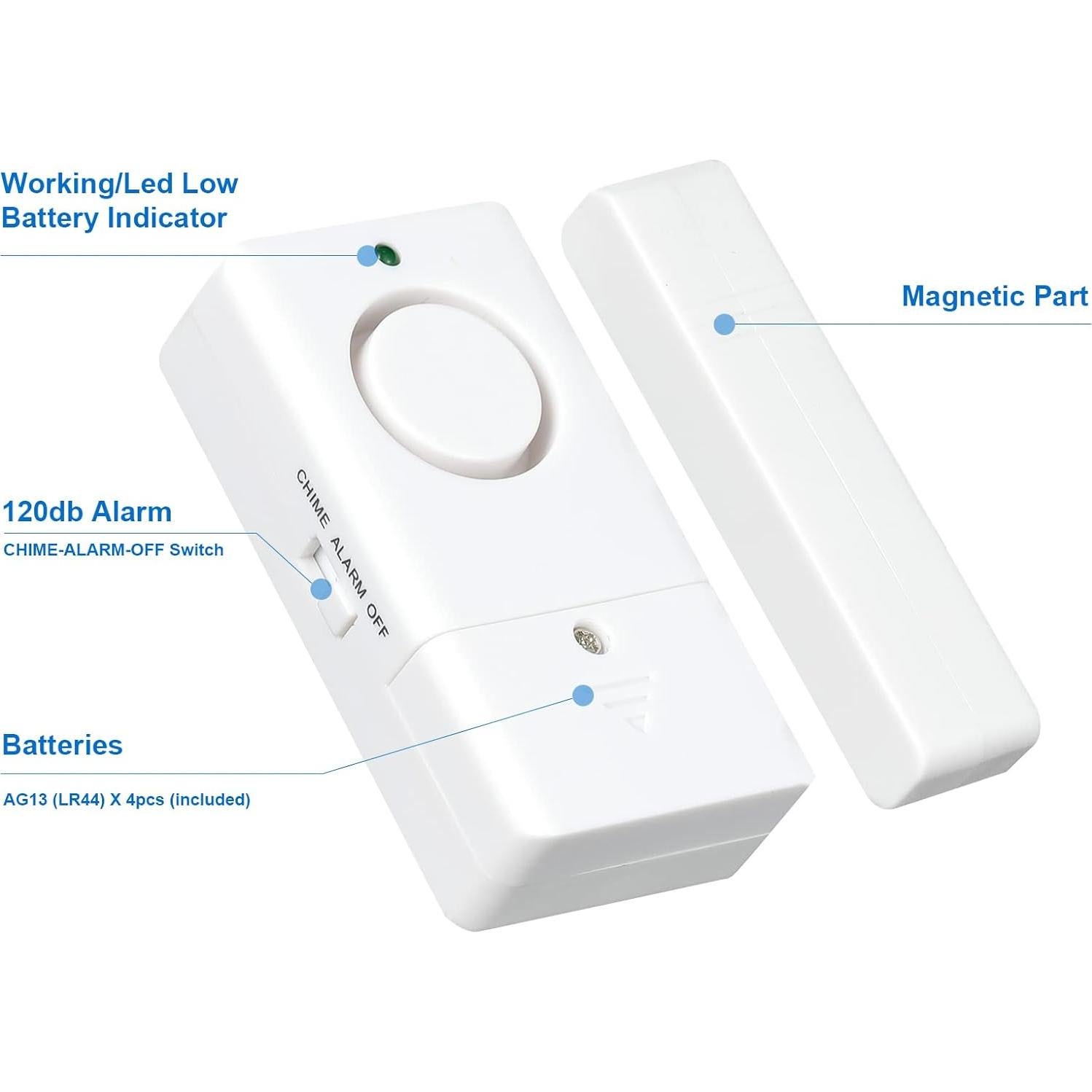 Sensor de Alarma para Puertas Ranisny 120dB - 4 Paquete