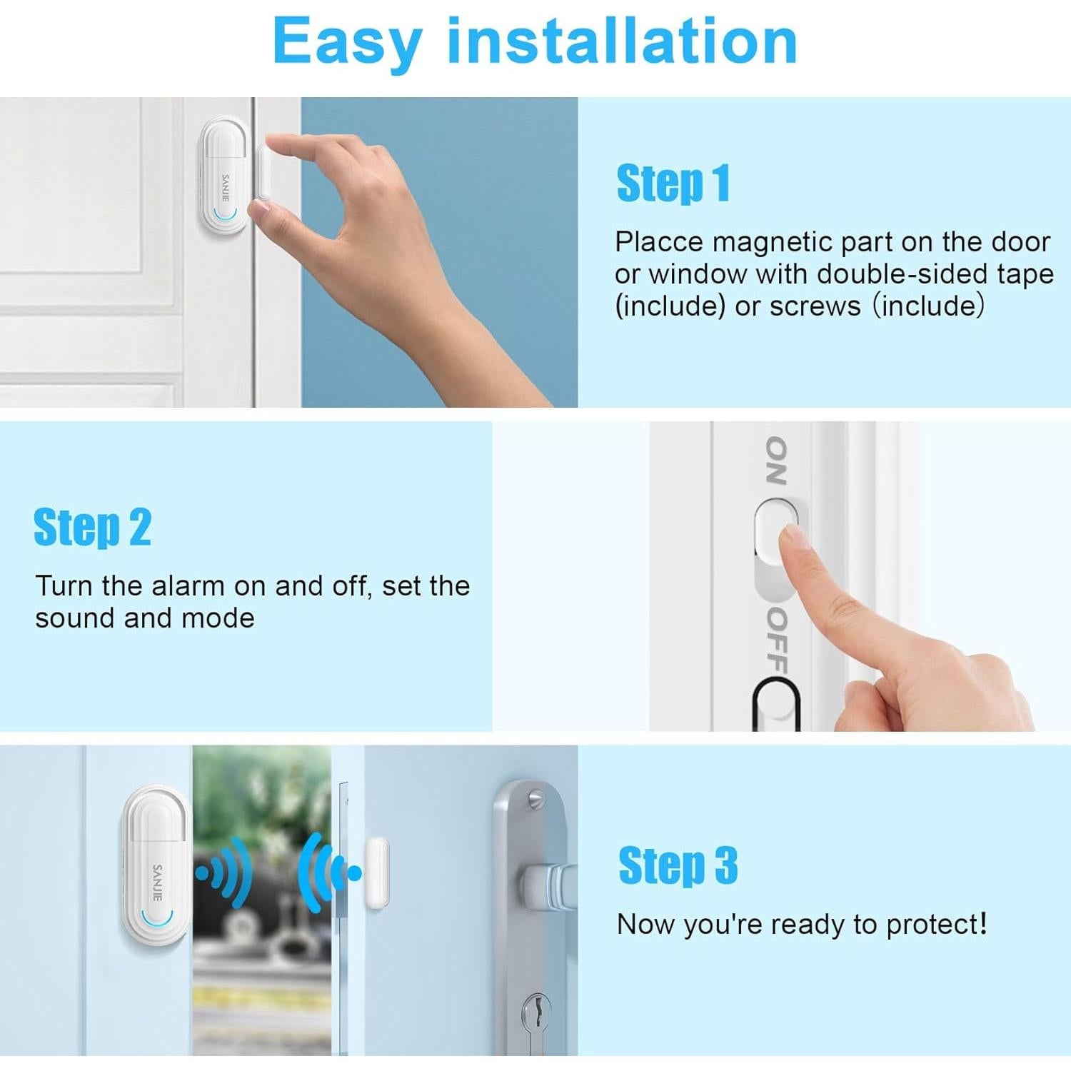 Alarmas de Puerta Inalámbricas Sanjie con Control Remoto 120dB