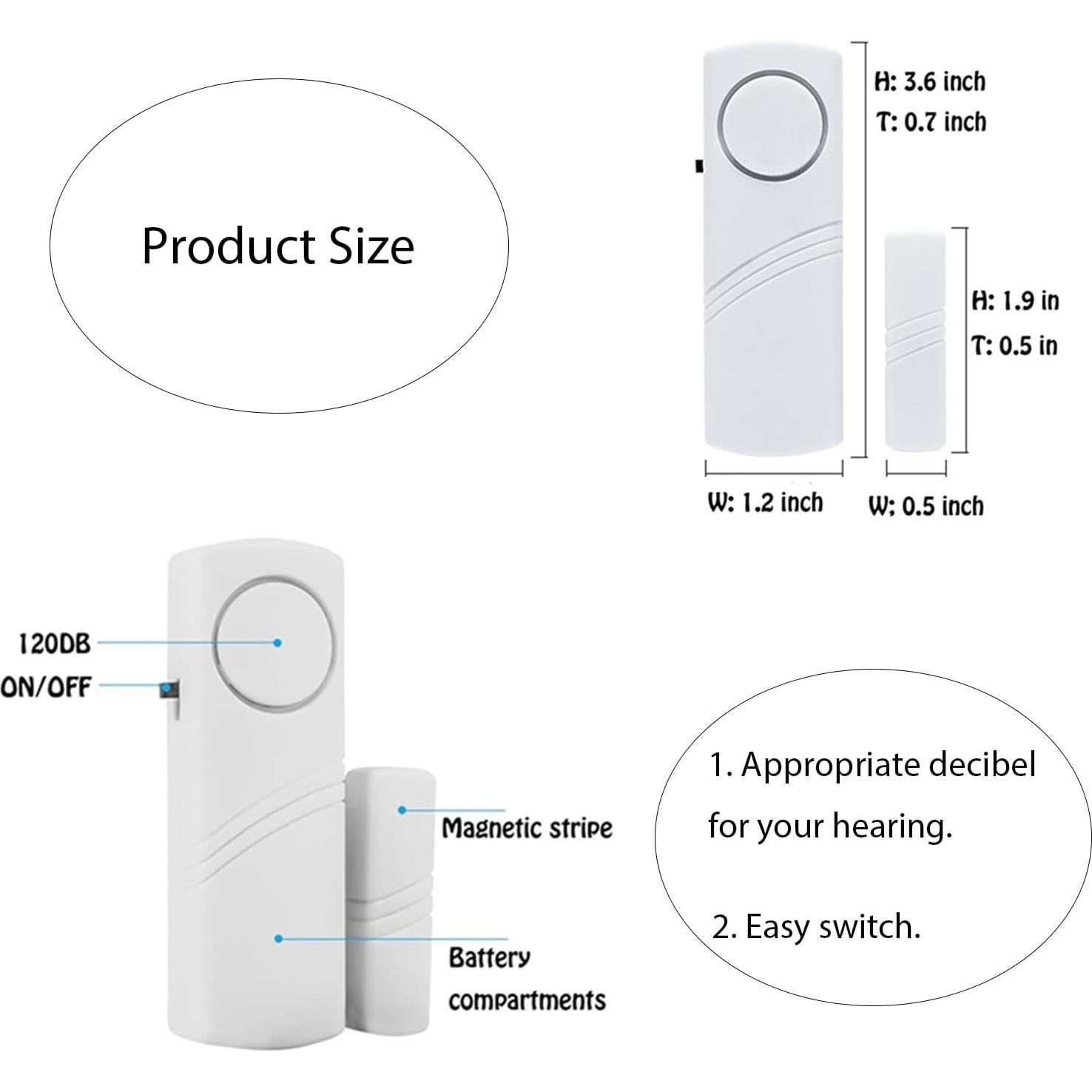 Door Window Alarm, 90DB Door Alarms for Kids Safety, Door Window Burglar Alarm-Window Pool Alarms for Home