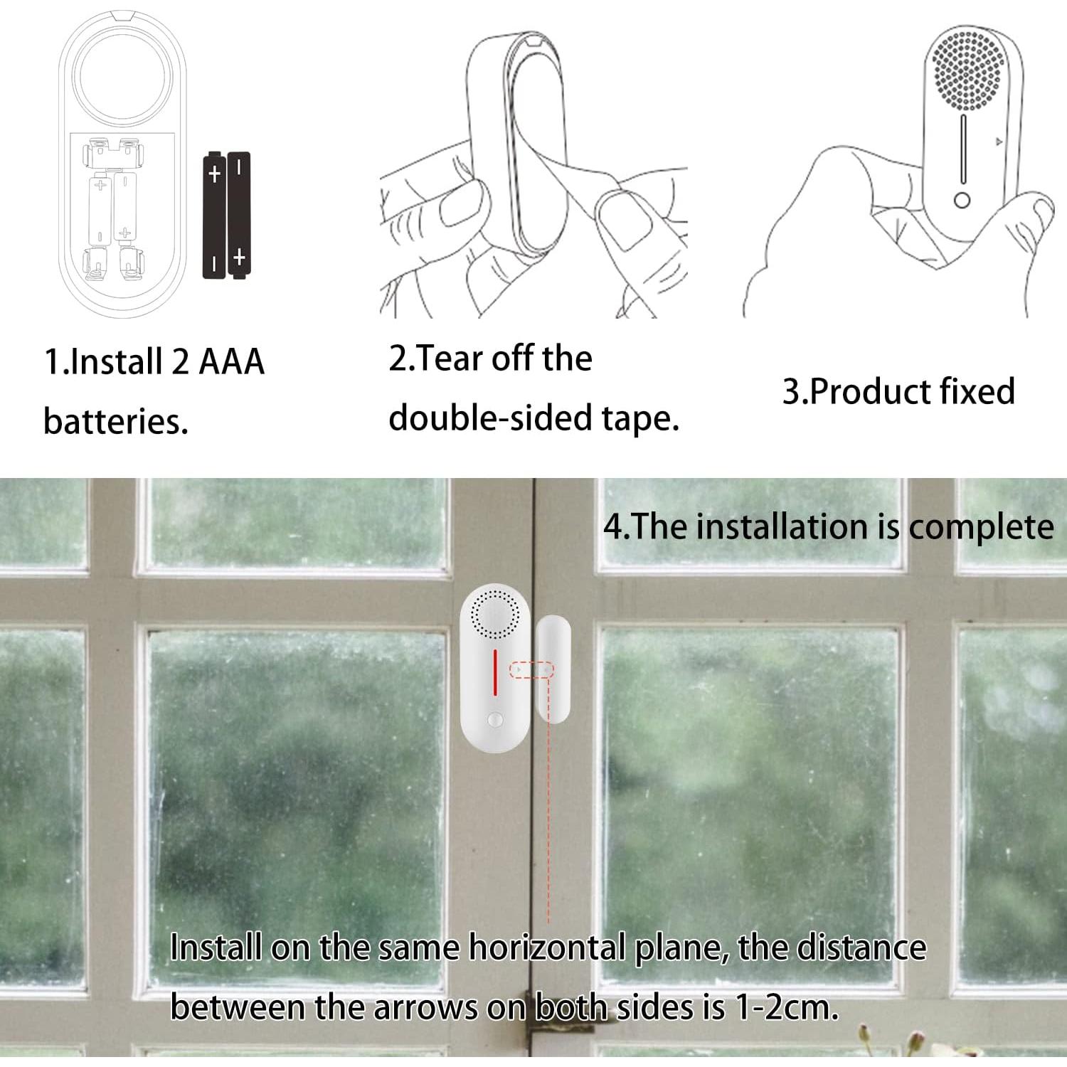 Paquete de 4 Sensores de Alarma WiFi Gaoducash 120 dB