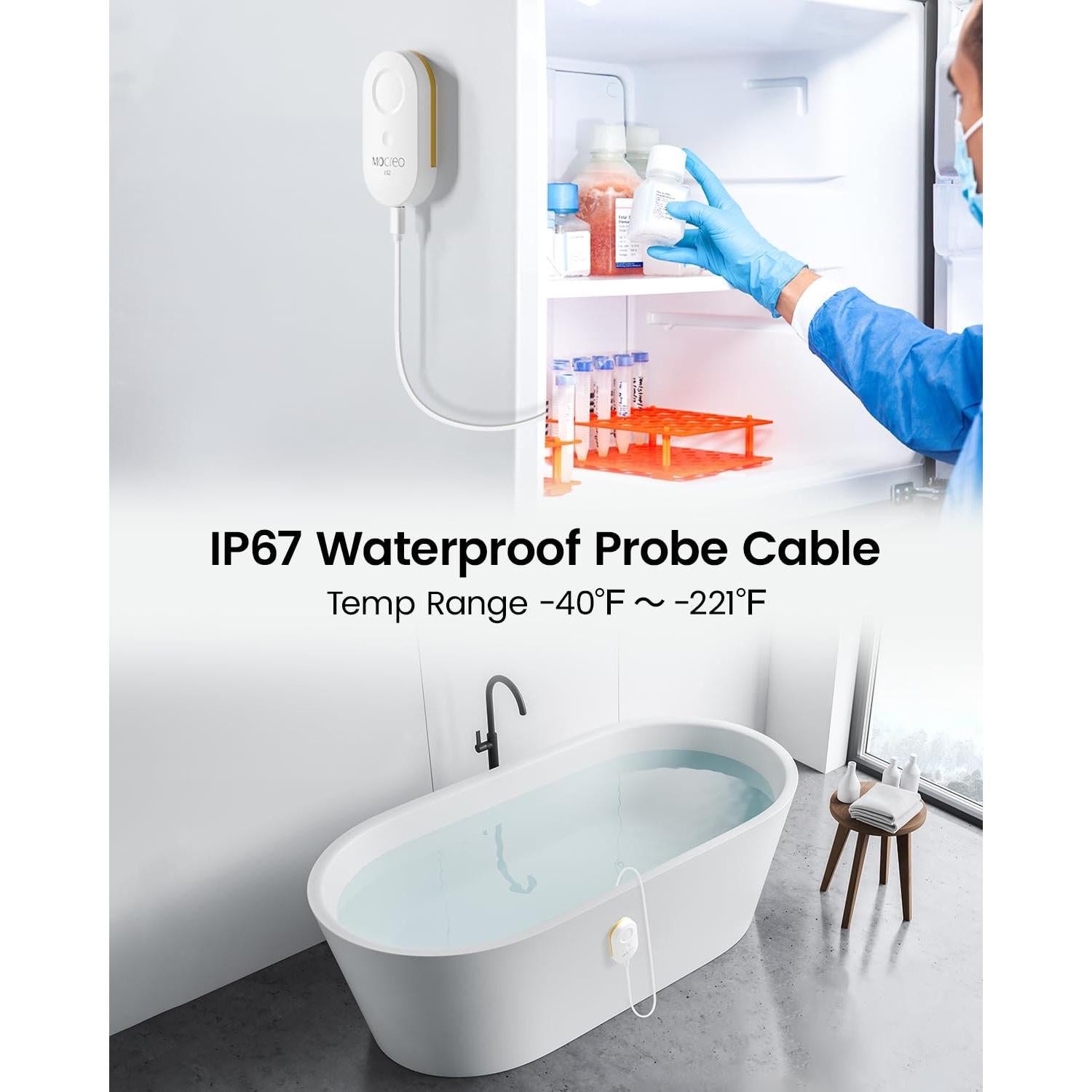 Termómetro MOCREO LS2 con Sonda Impermeable y Alerta Remota