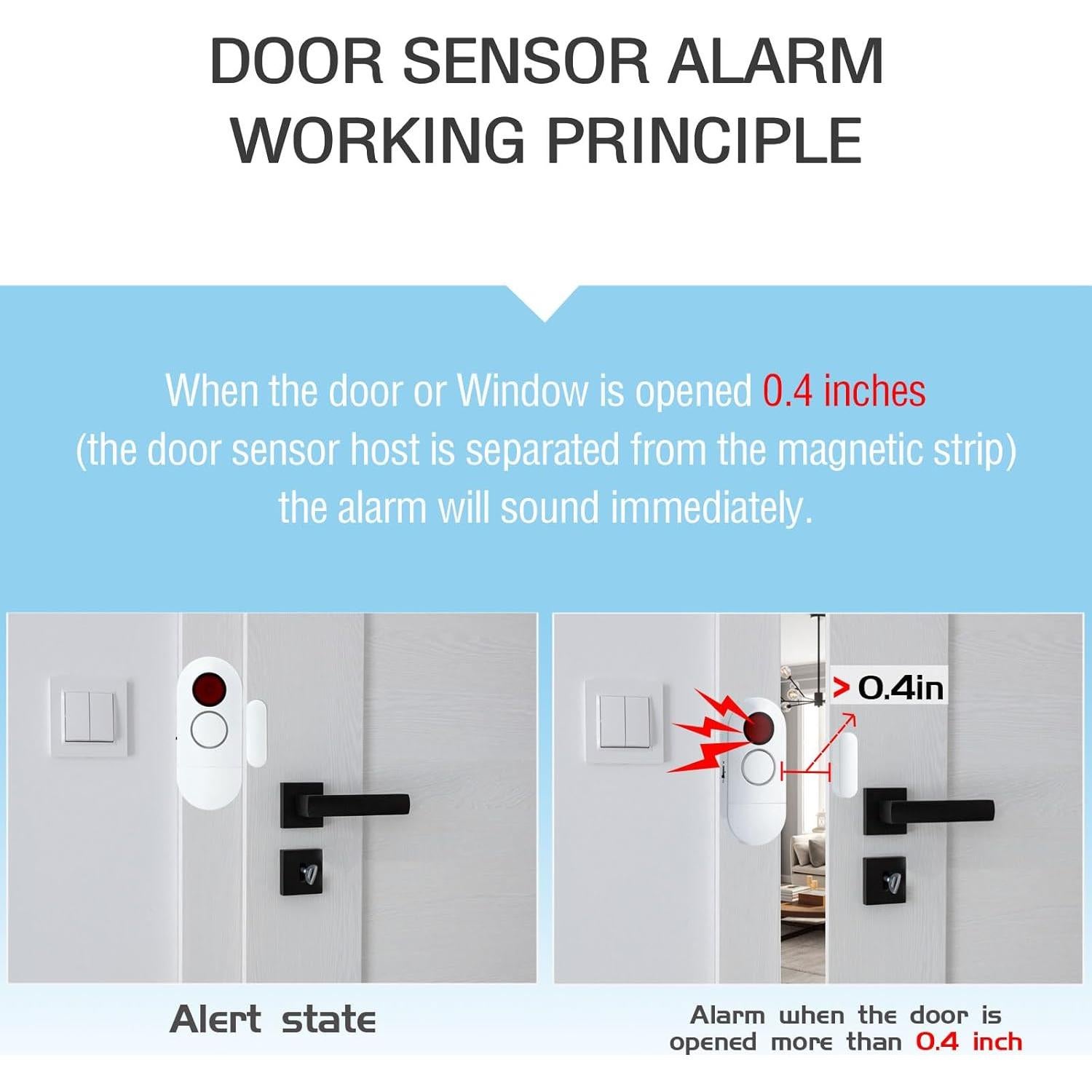 Alarma de Puerta y Ventana Zabree 120DB - Paquete de 4