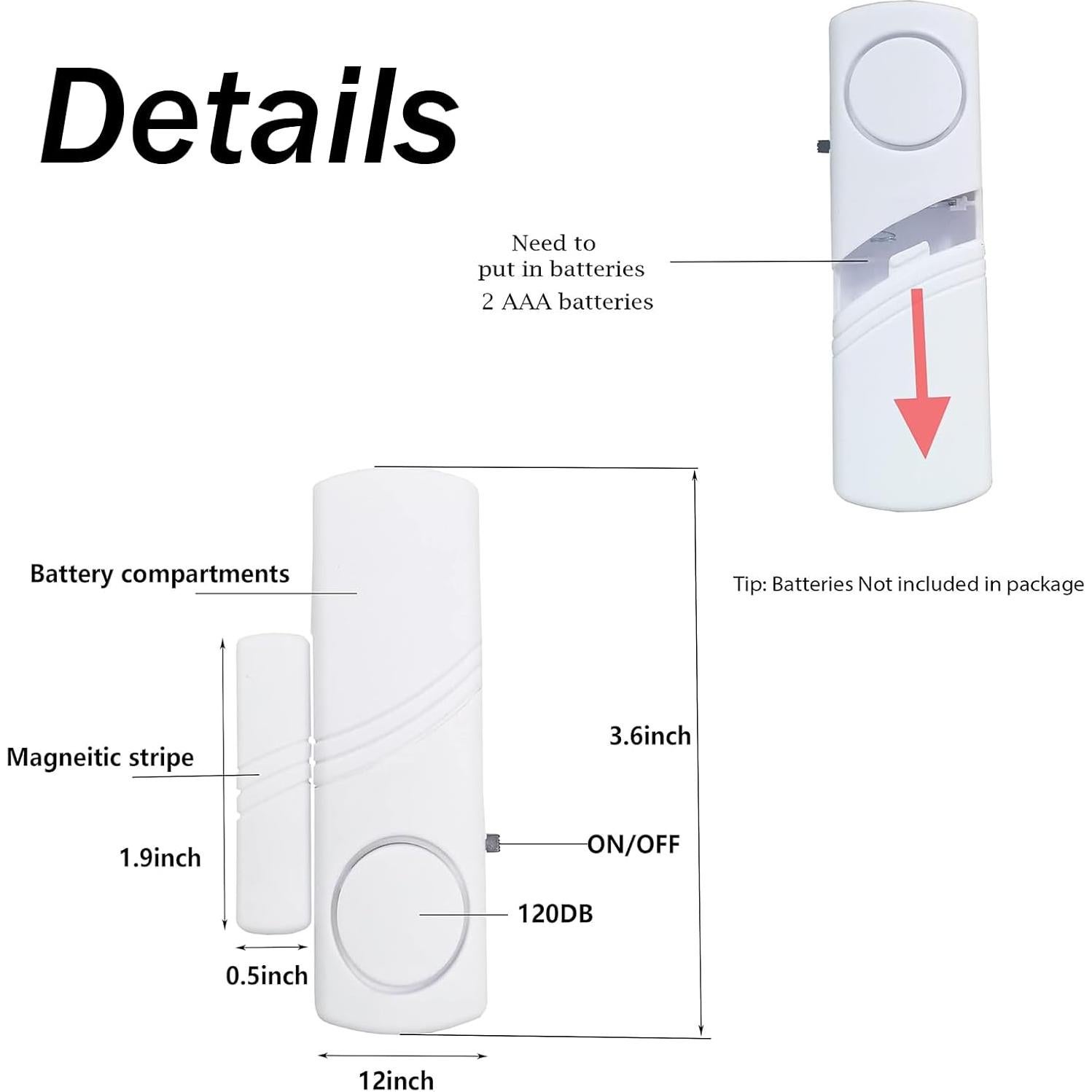 Paquete de 2 Alarmas Magnéticas Dogxiong para Puertas y Ventanas