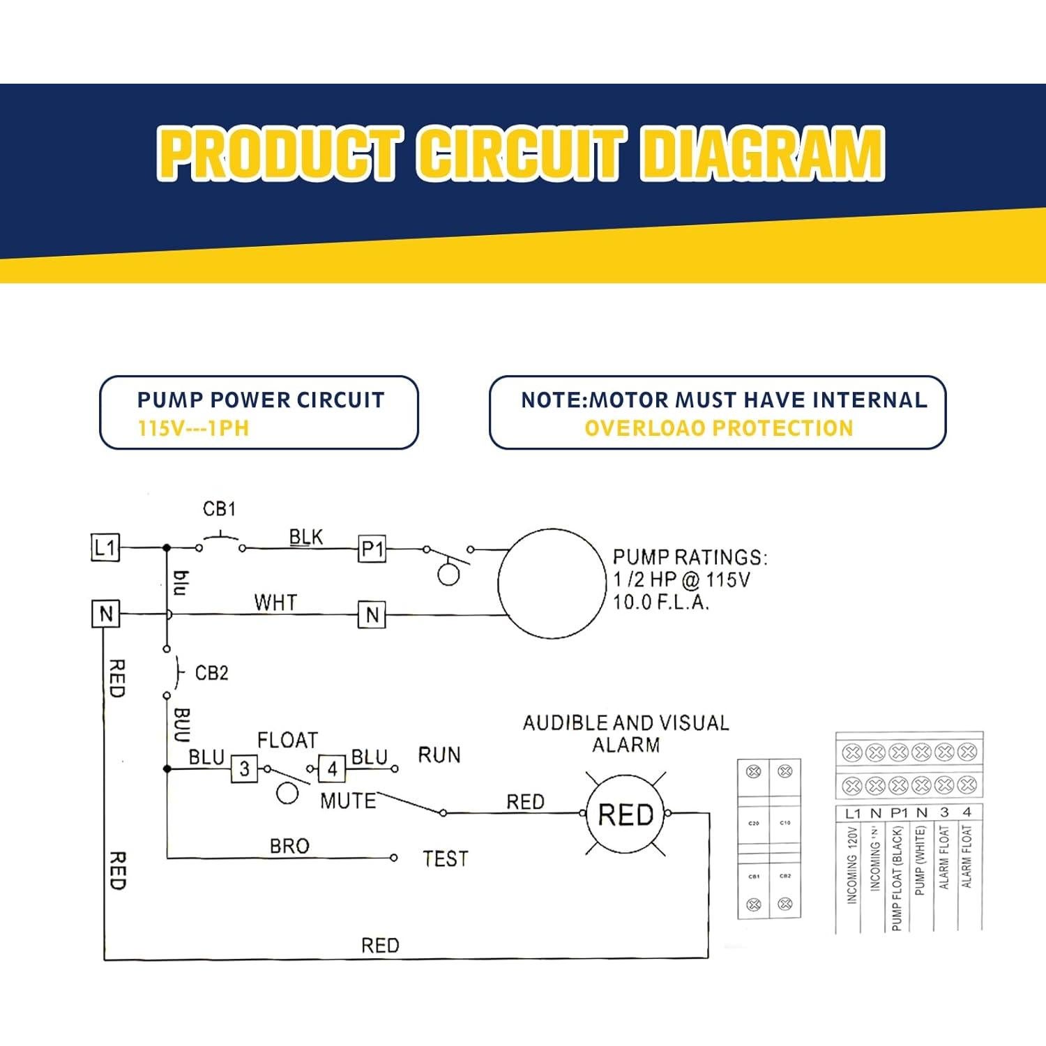 Alarma de Bomba Séptica LyteSolar 110DB con Panel de Control