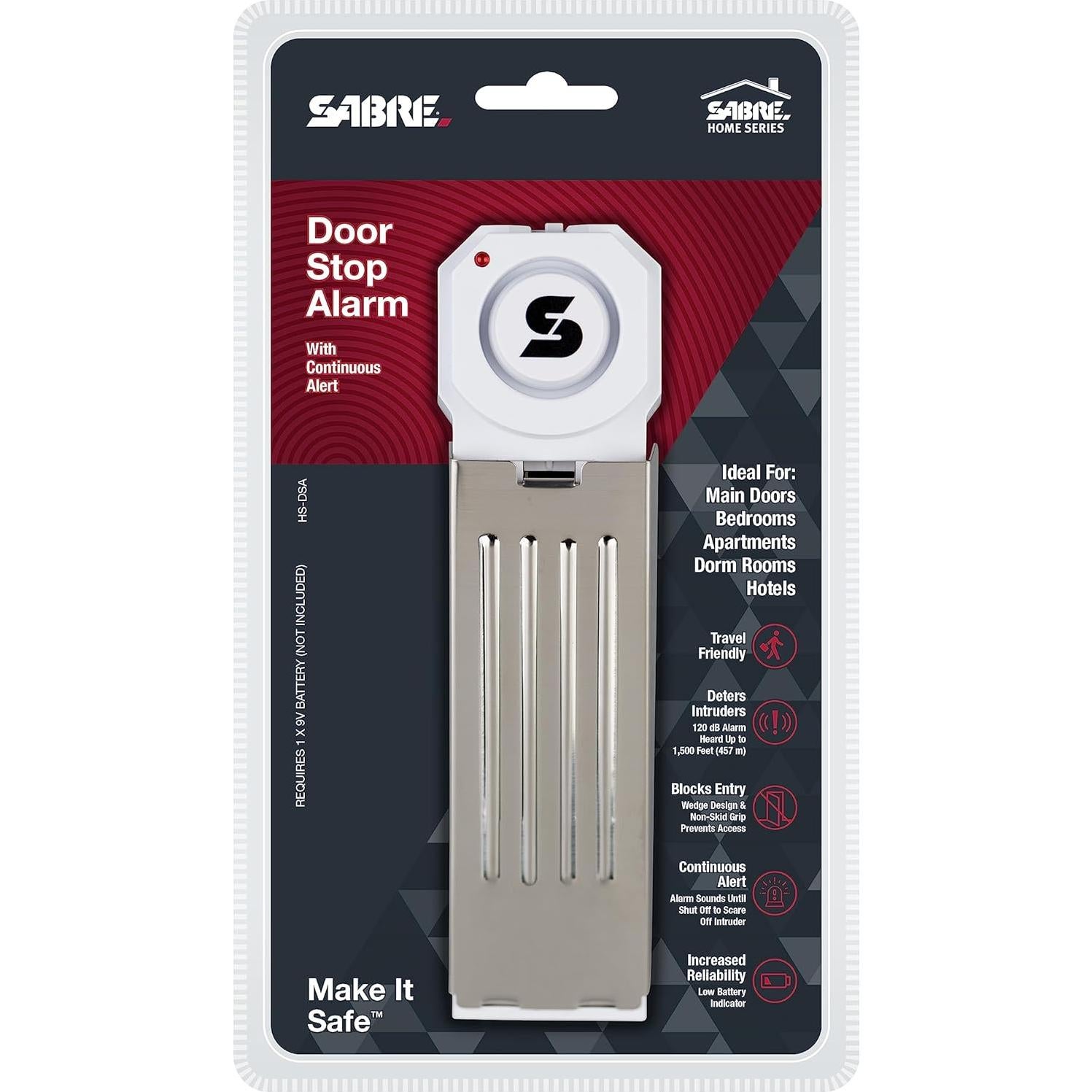 Alarma de Cuña de Puerta SABRE 120 dB Inalámbrica Blanca