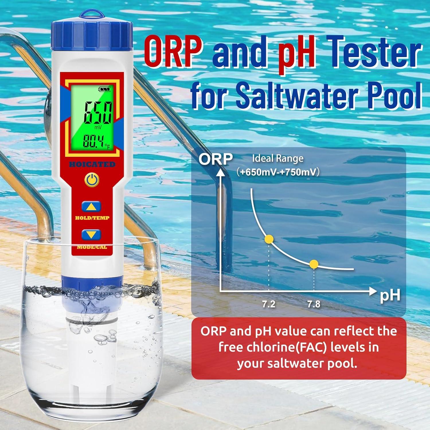 Probador de pH y Salinidad HOICATED 6 en 1 para Piscinas