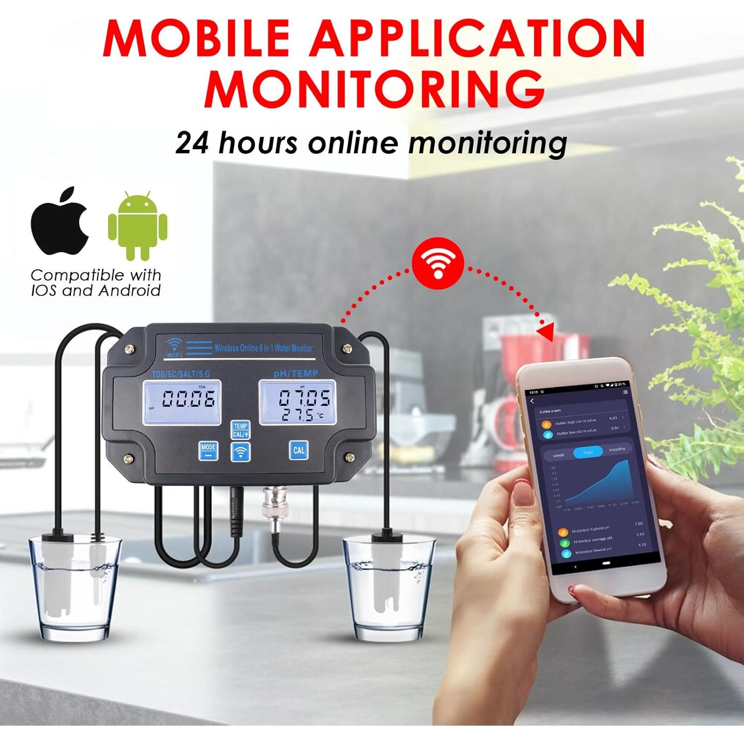 Probador de Calidad de Agua DANOPLUS KIB0341, Monitoreo Inalámbrico