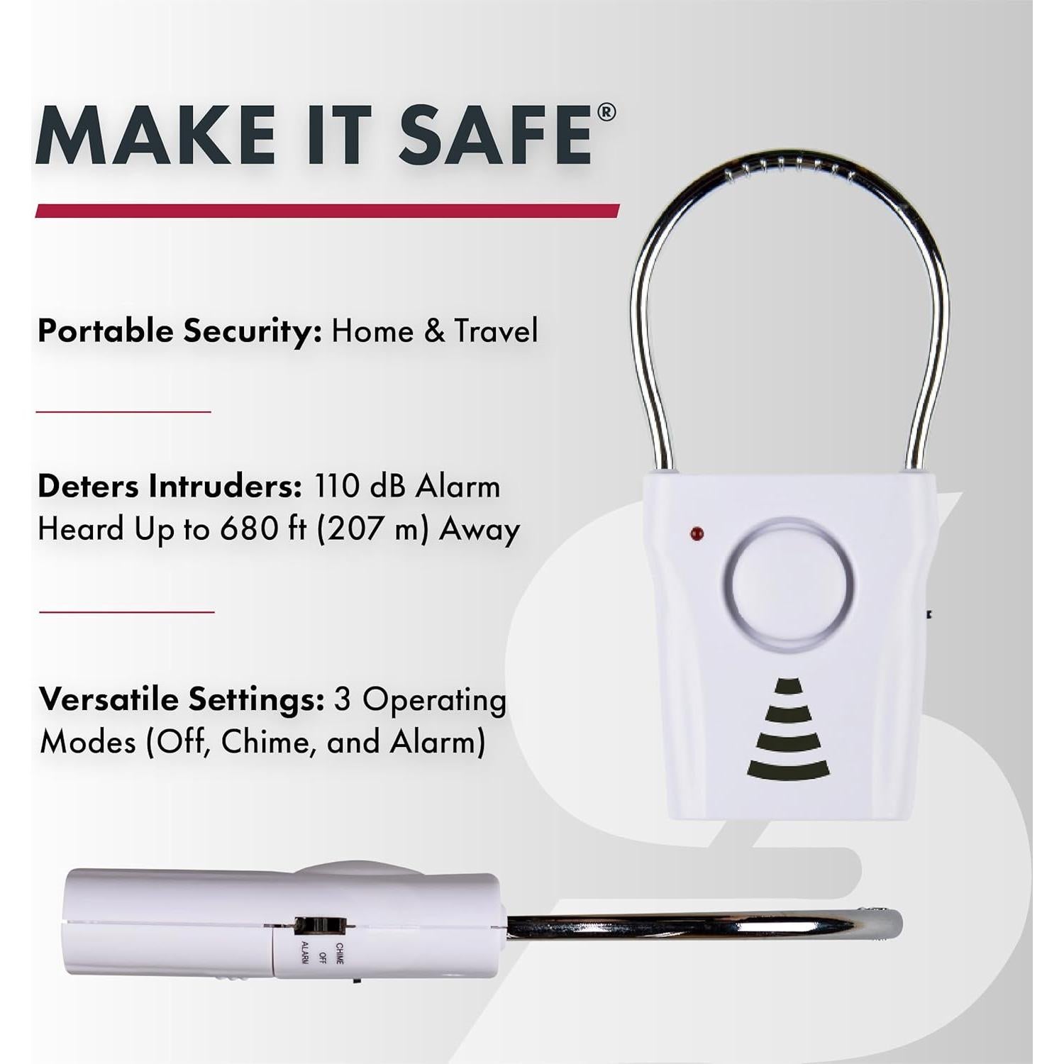 Alarma de Manija de Puerta SABRE 110dB Inalámbrica Seguridad