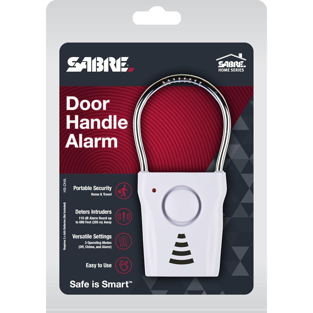 Alarma de Manija de Puerta SABRE 110dB Inalámbrica Seguridad