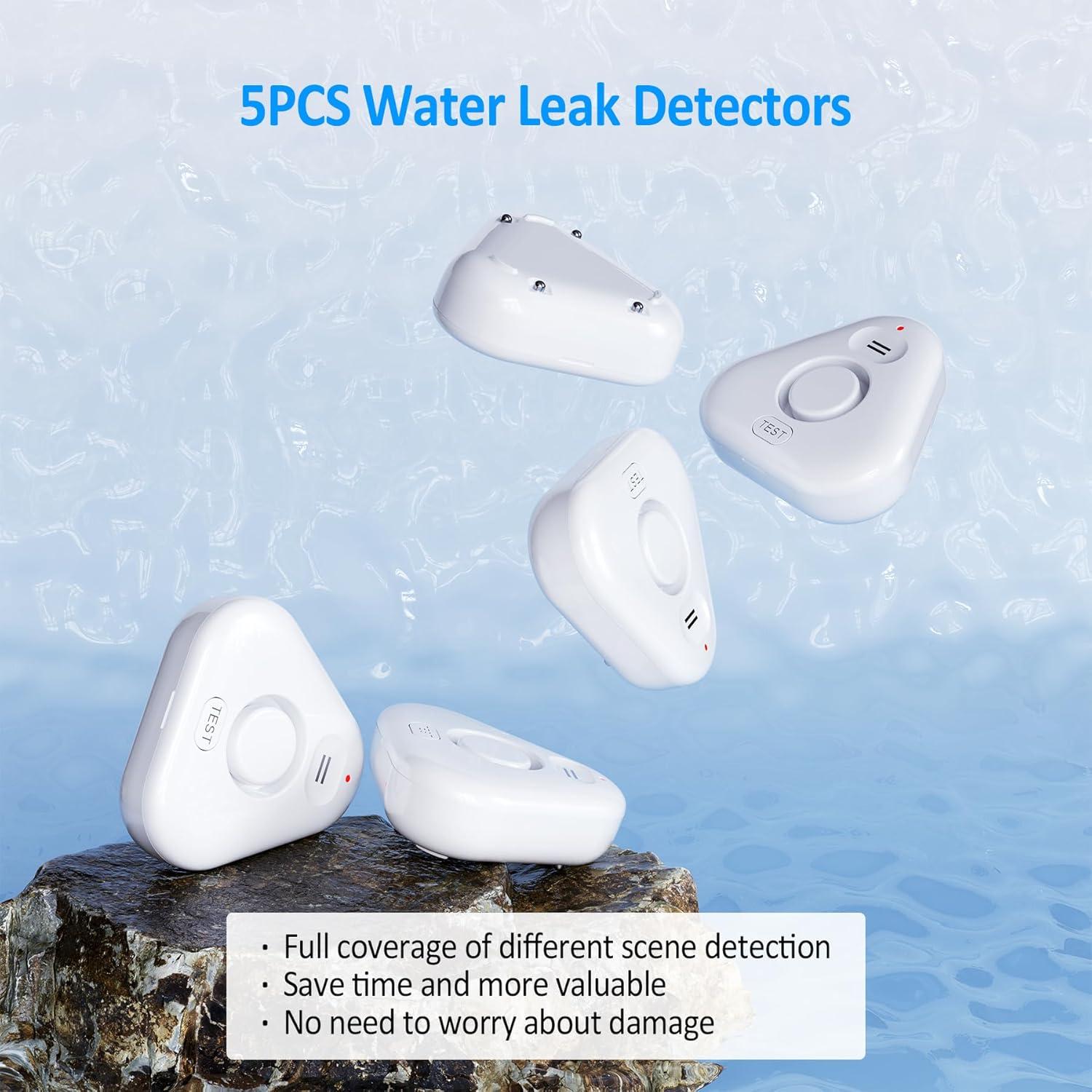 Paquete de 5 Detectores de Fugas de Agua Stechro IP66 120dB