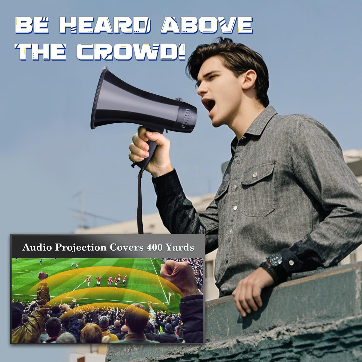 Megáfono Portátil MyMealivos 20W con Sirena y Control de Volumen