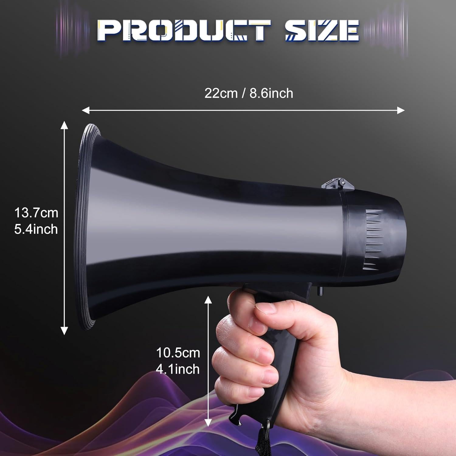 Megáfono Portátil MyMealivos 20W con Sirena y Control de Volumen