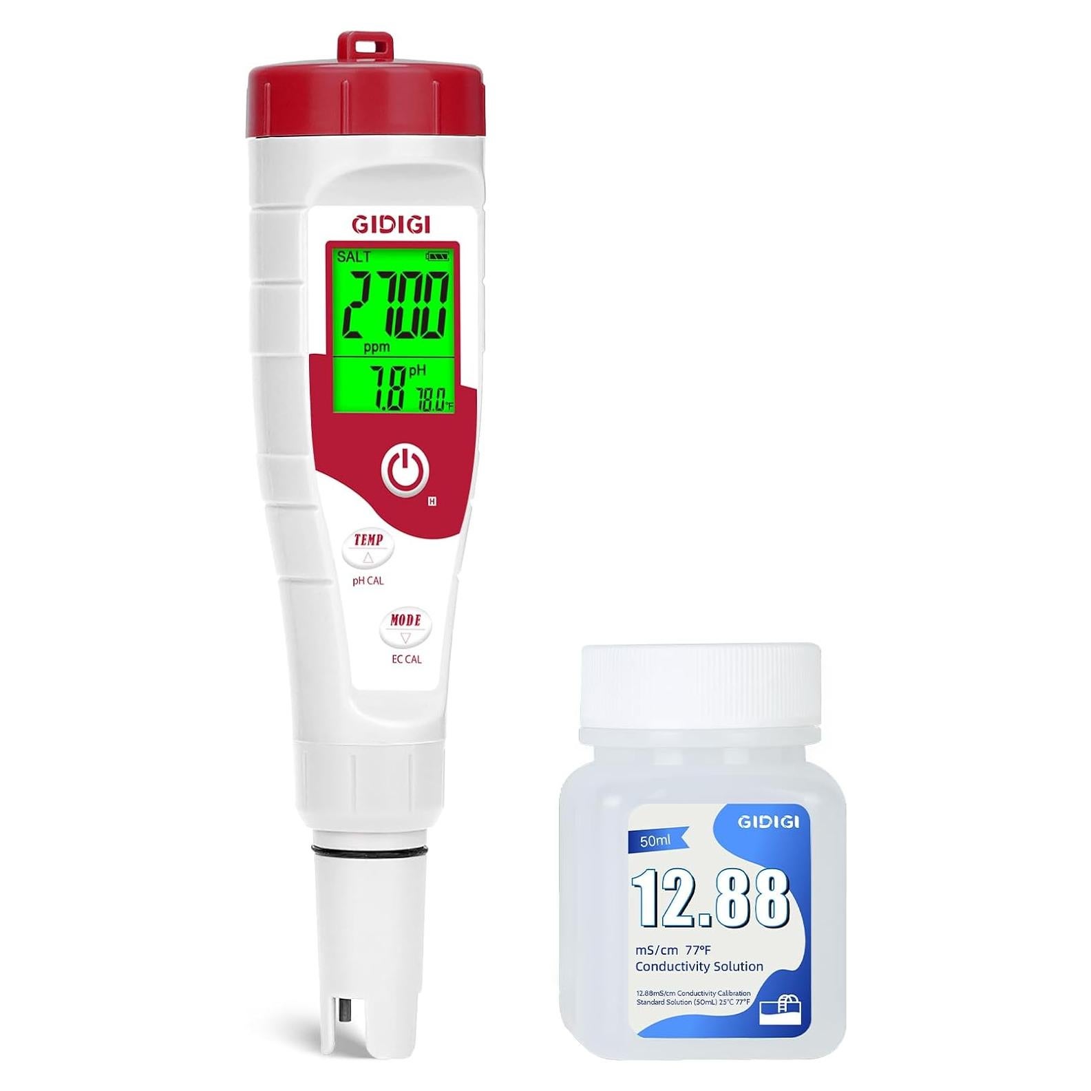 Medidor de pH y Salinidad GIDIGI 5 en 1 para Piscinas