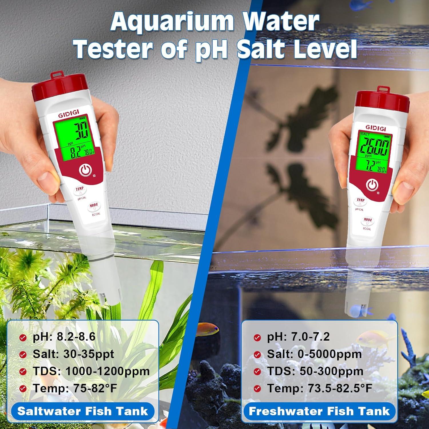 Medidor de pH y Salinidad GIDIGI 5 en 1 para Piscinas