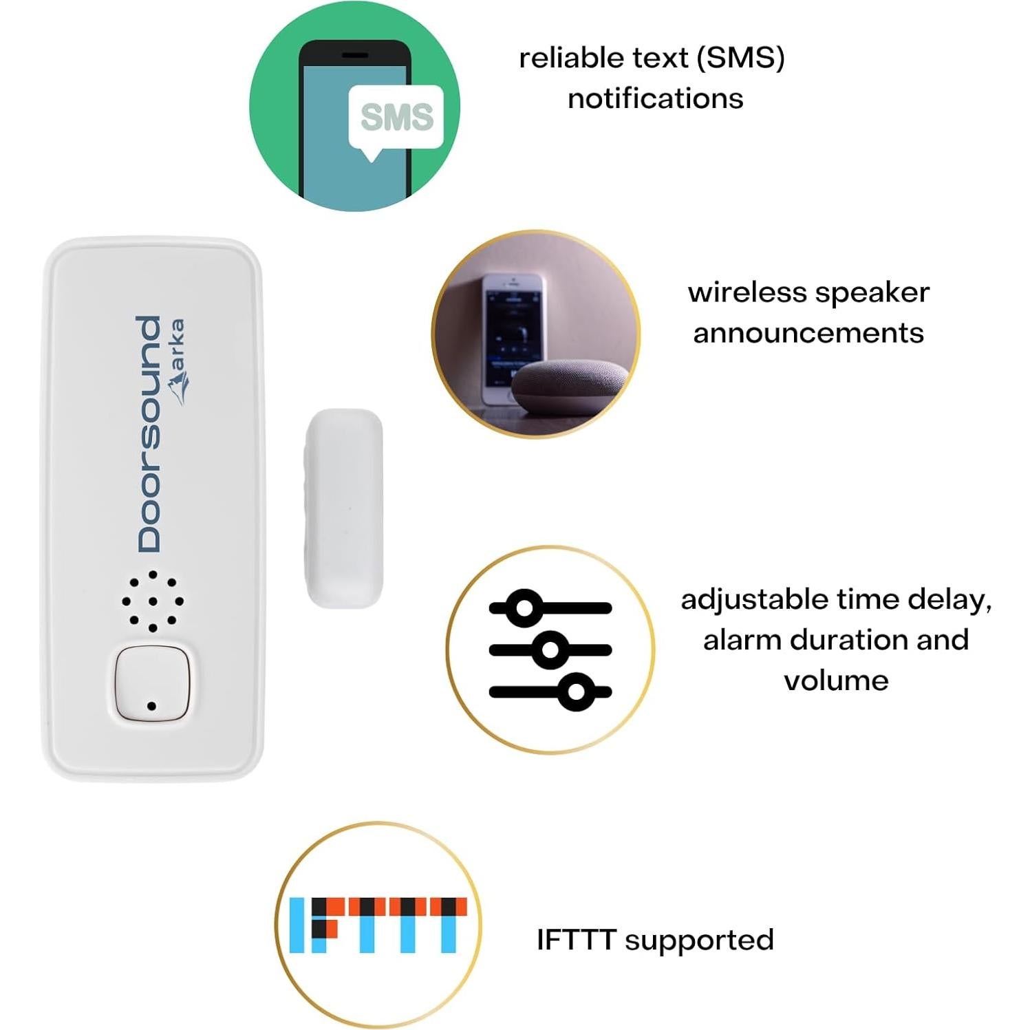 Alarma de puerta WiFi Arka Doorsound 2-pack blanco