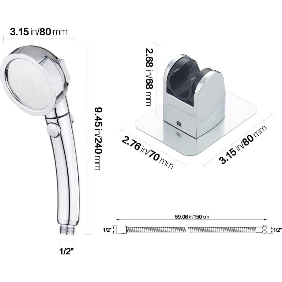 Cabezal de Ducha KAIYING Alta Presión 3 Modos Cromo
