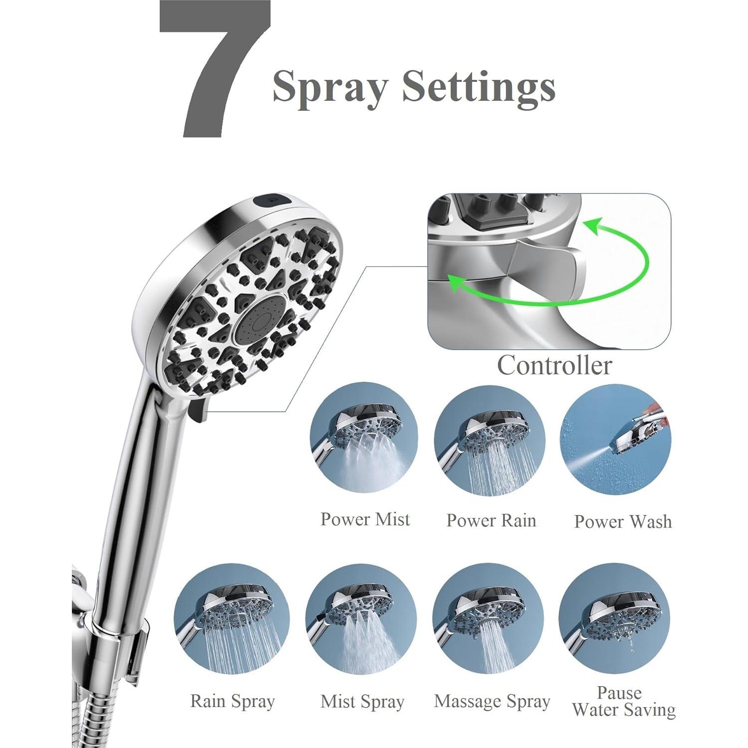 Cabezal de Ducha BOWGER 7 Modos Alta Presión 12.7 cm Cromo