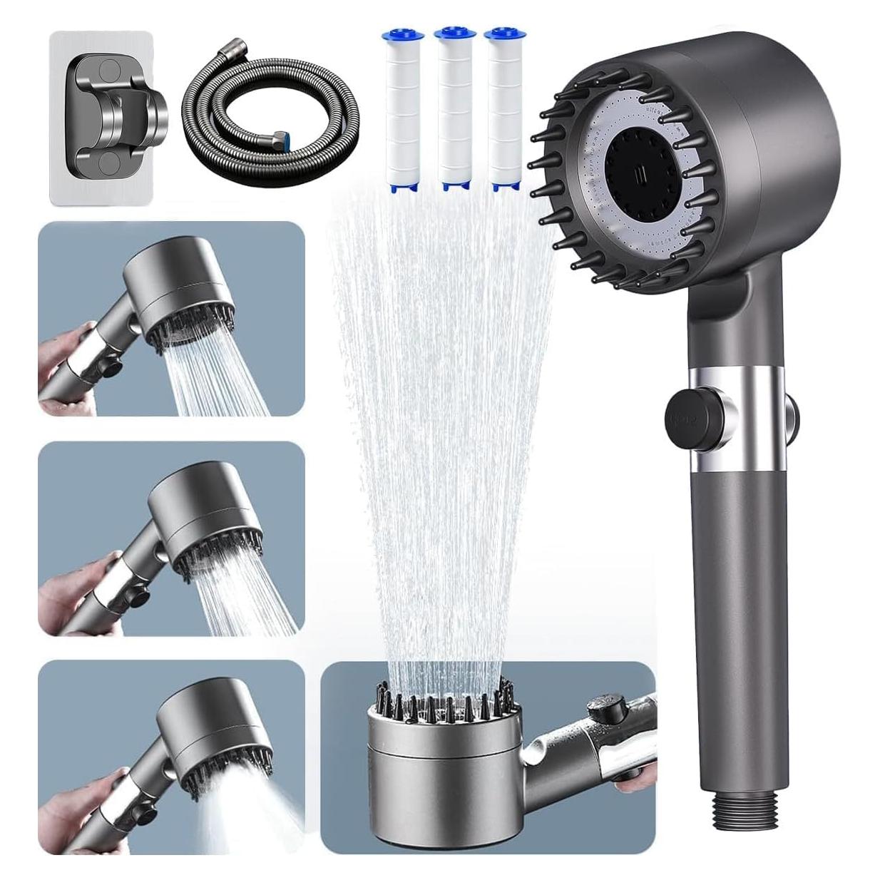 Cabezal de Ducha Filtrado WPARHUS con Manguera 1.5m y 4 Modos