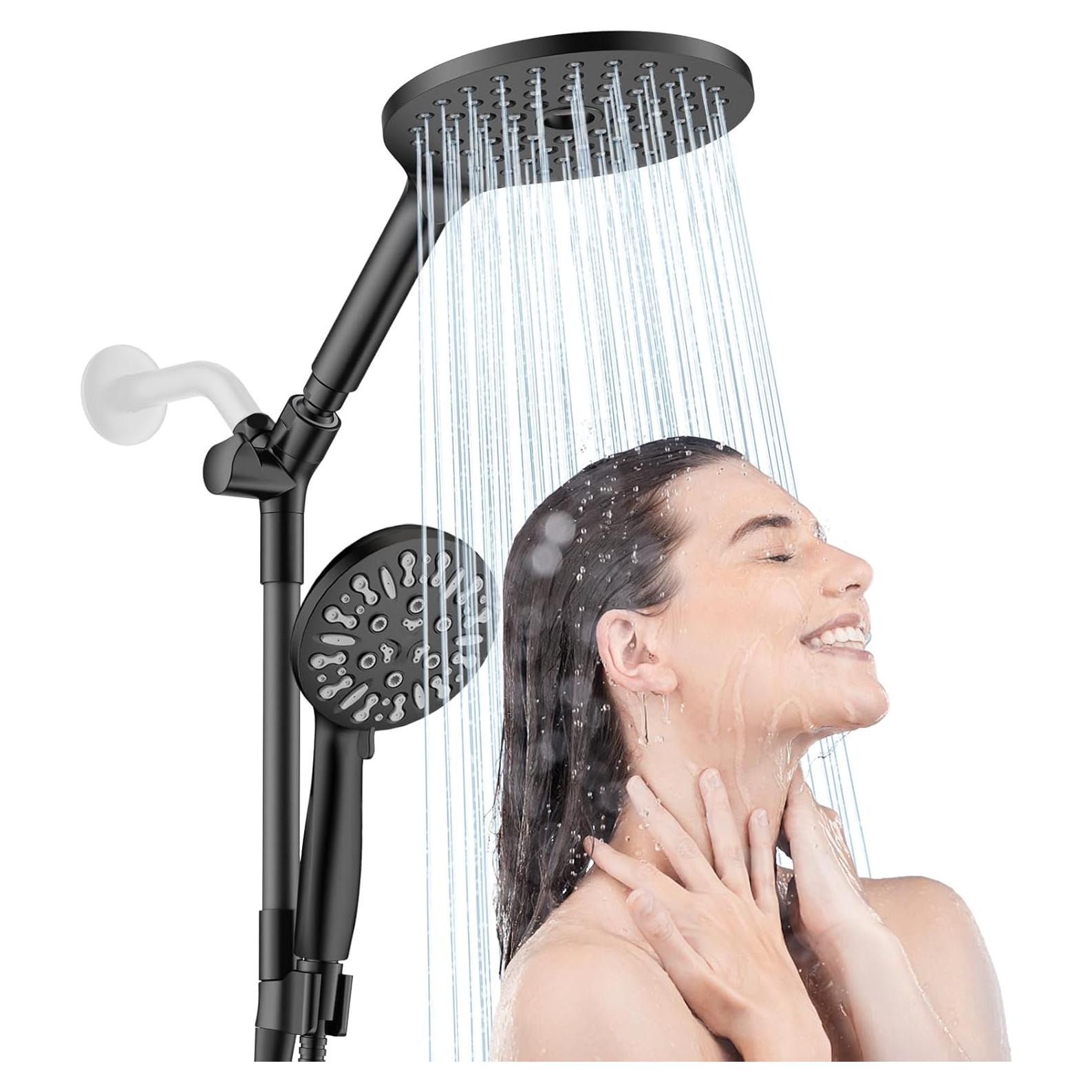 Cabezal de Ducha Doble HOWUWEY 7.5" Alta Presión 9 Modos