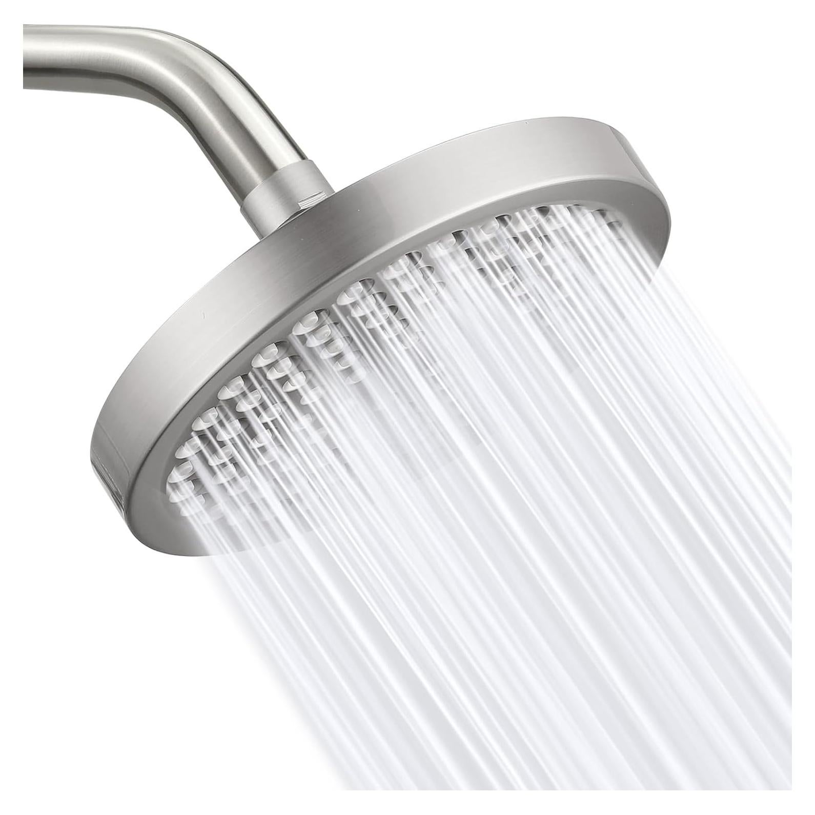 Cabezal de Ducha Eolax 6" Alta Presión Níquel Cepillado