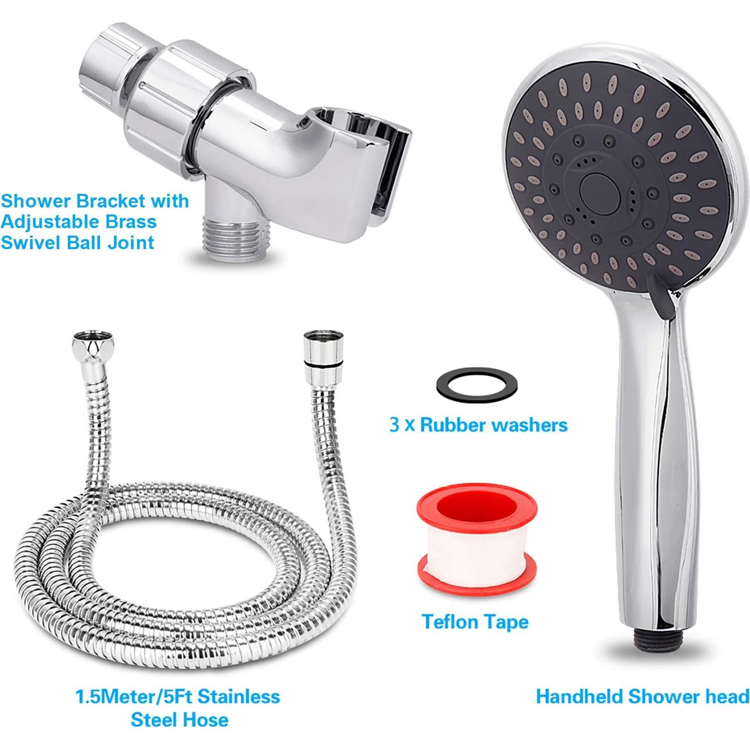 Cabezal de Ducha de Mano Briout Alta Presión 5 Modos 1.5m