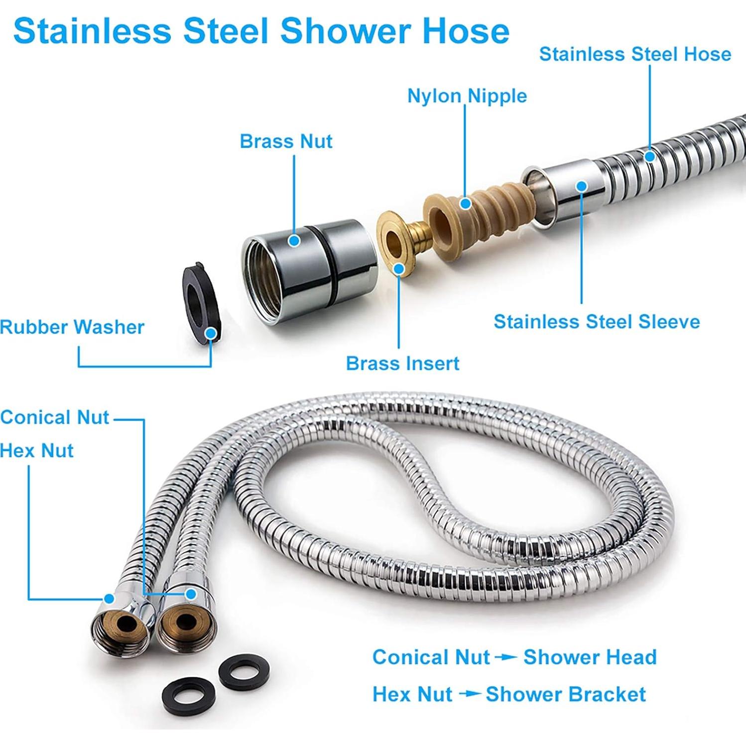 Cabezal de Ducha de Mano Briout Alta Presión 5 Modos 1.5m