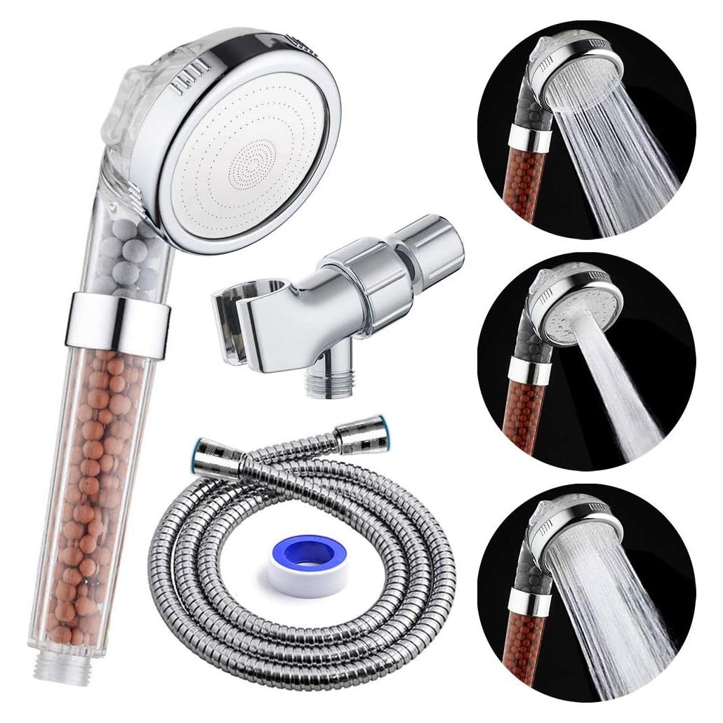 Cabezal de Ducha Filtrado PRUGNA con Manguera 1.5m y Soporte