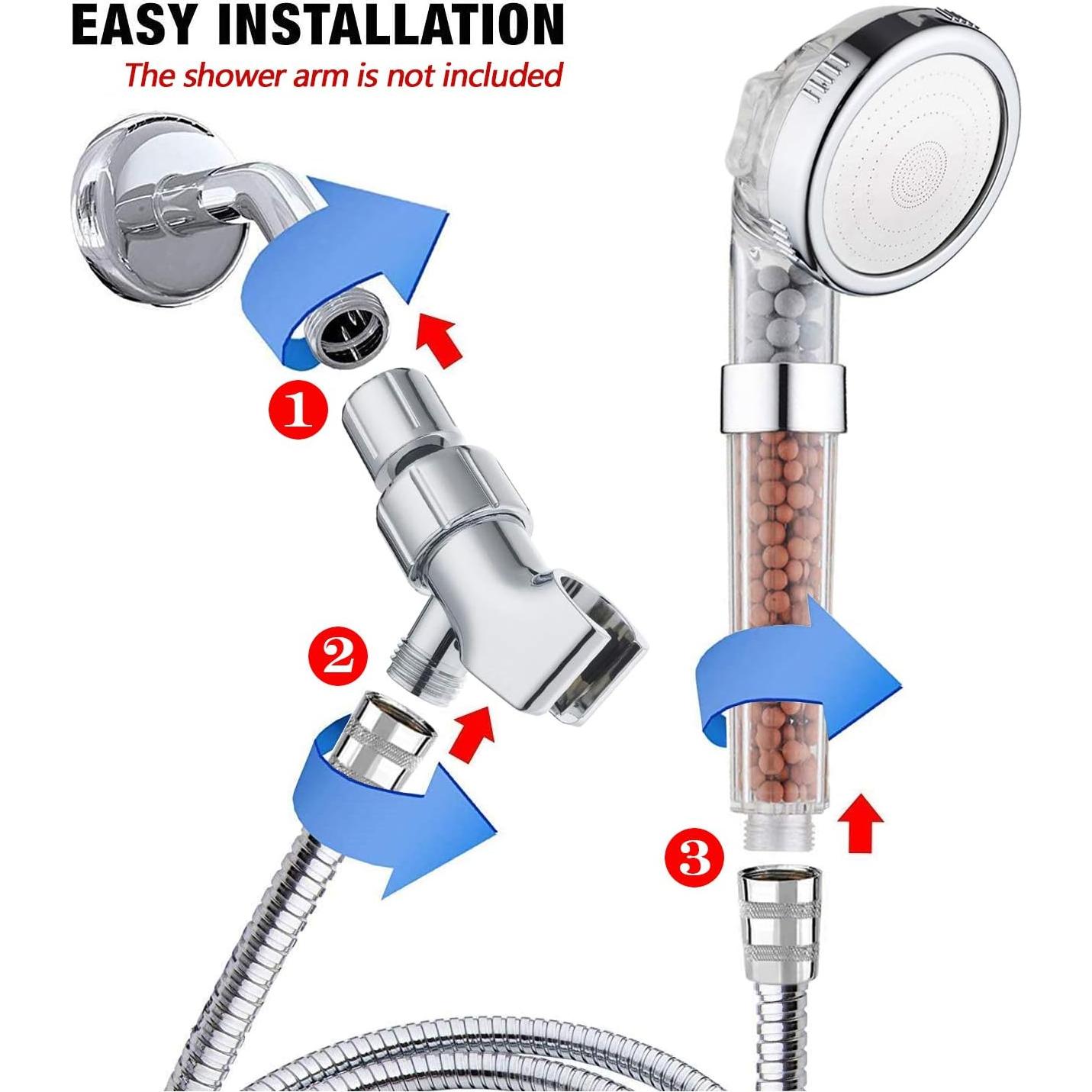 Cabezal de Ducha Filtrado PRUGNA con Manguera 1.5m y Soporte