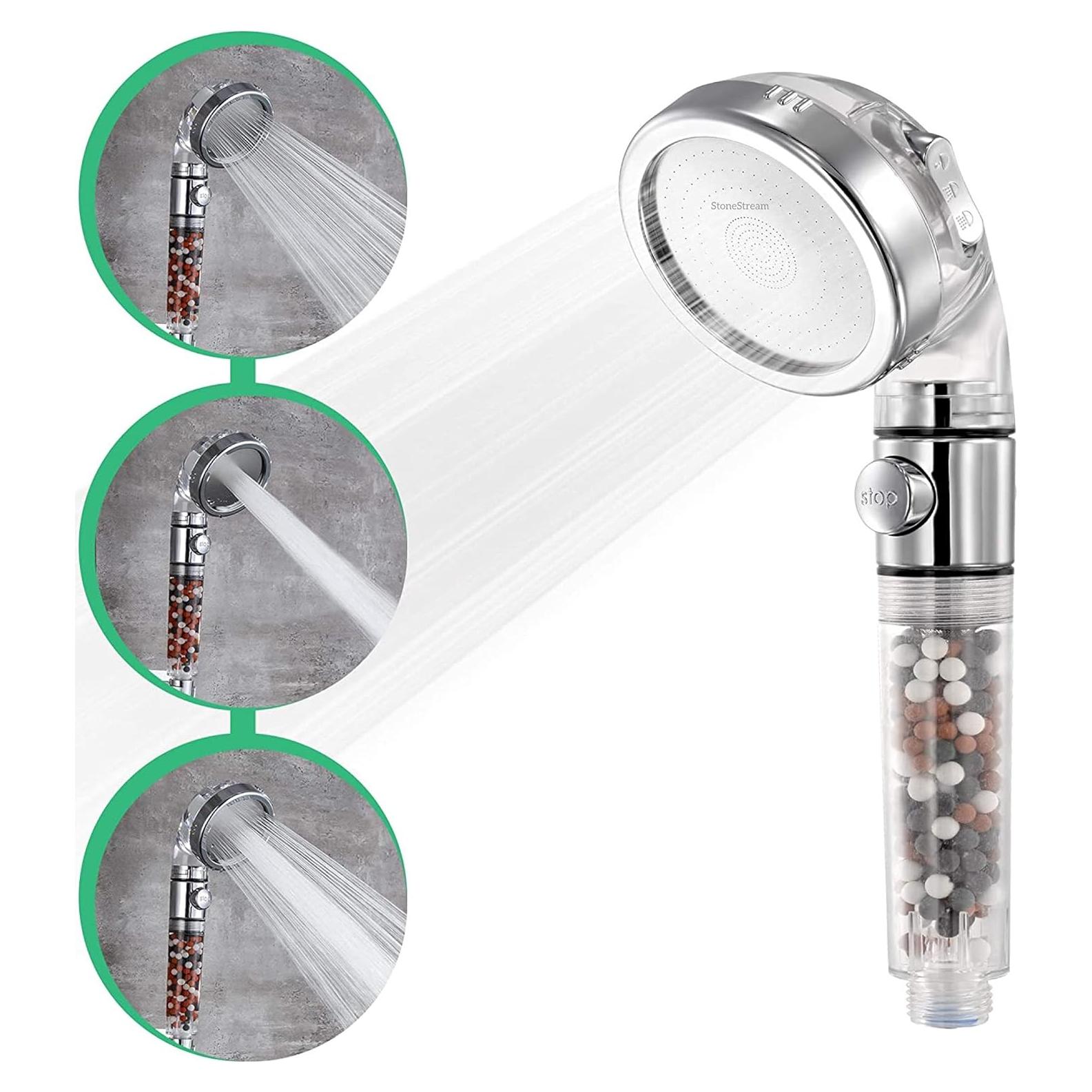 Cabezal de Ducha Filtrado StoneStream EcoPower 3 Configuraciones