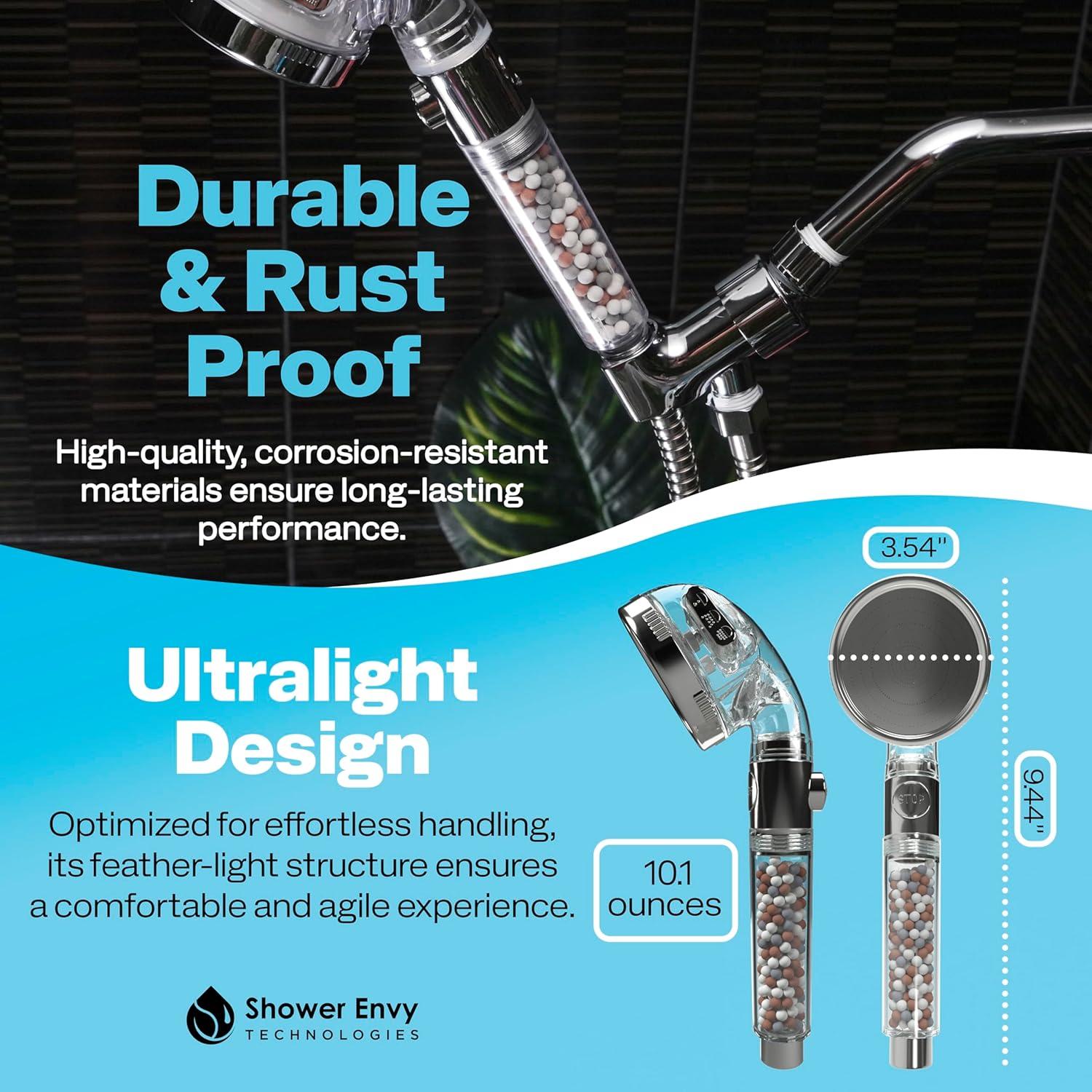 Cabezal de Ducha Filtrado Shower Envy - Alta Presión, 3 Modos