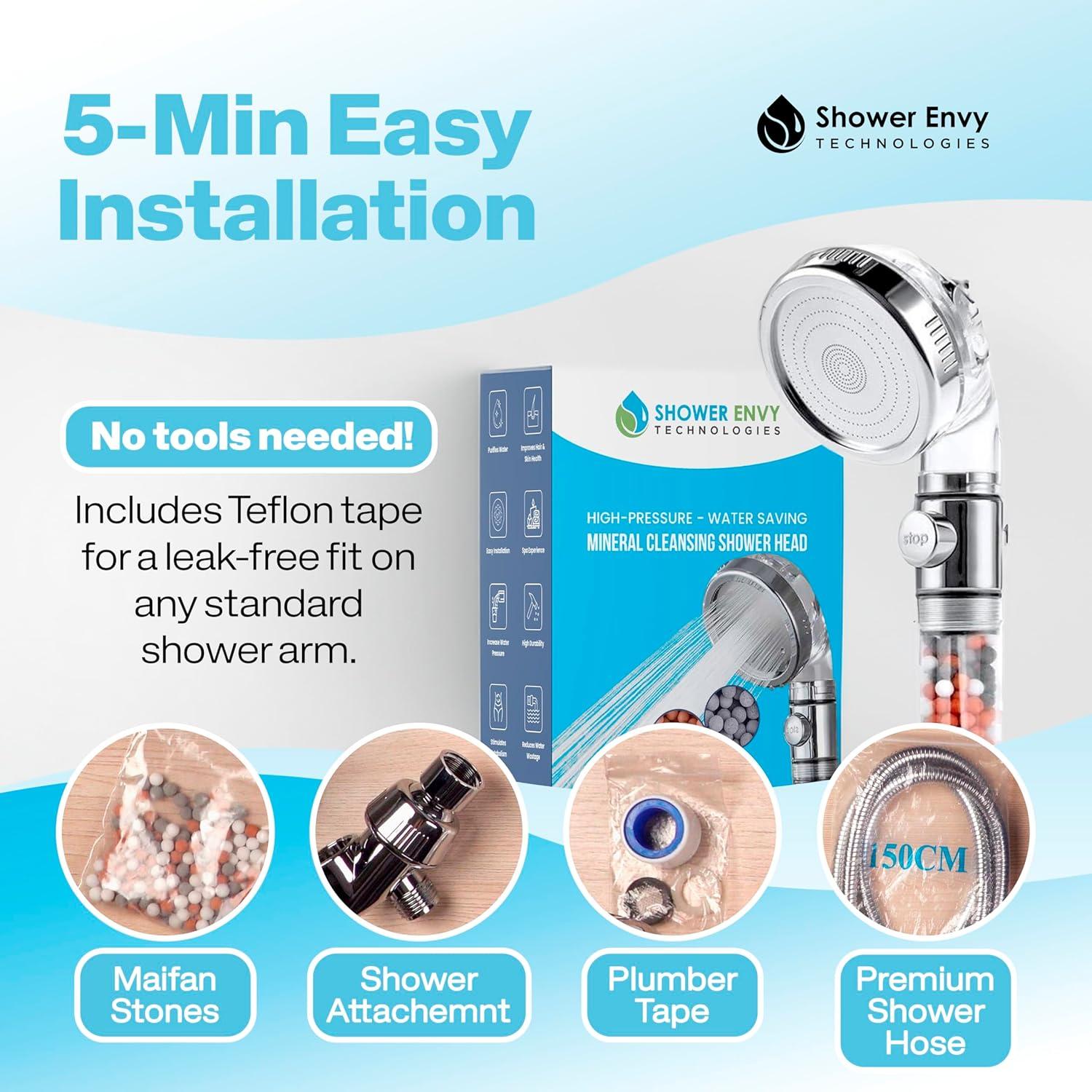 Cabezal de Ducha Filtrado Shower Envy - Alta Presión, 3 Modos