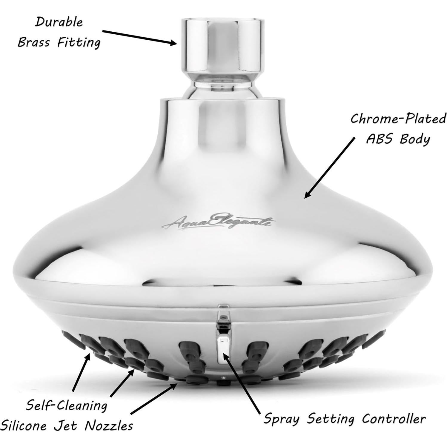 Cabezal de Ducha de Lujo Aqua Elegante Cromo 6 Funciones 9.5 L/min