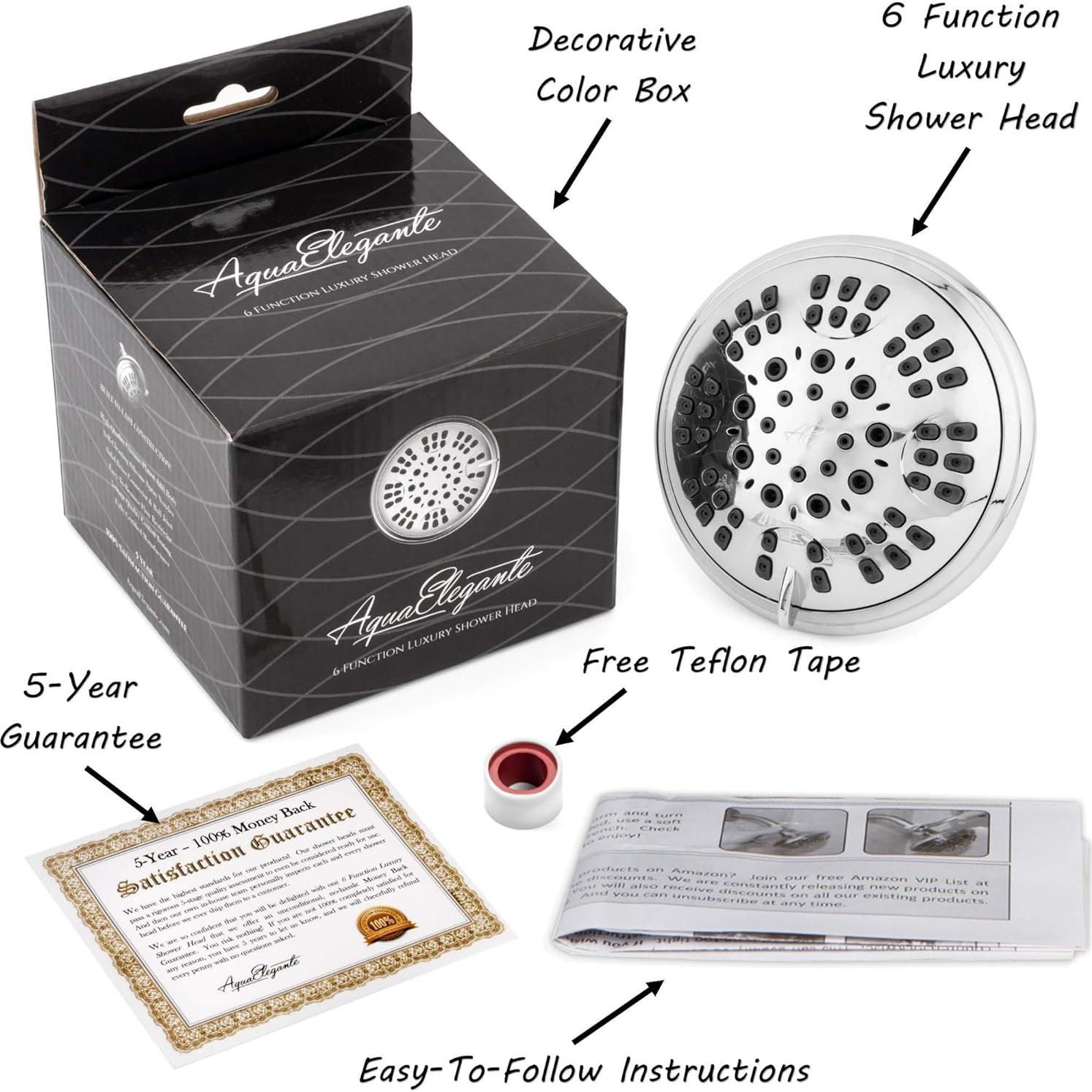 Cabezal de Ducha de Lujo Aqua Elegante Cromo 6 Funciones 9.5 L/min